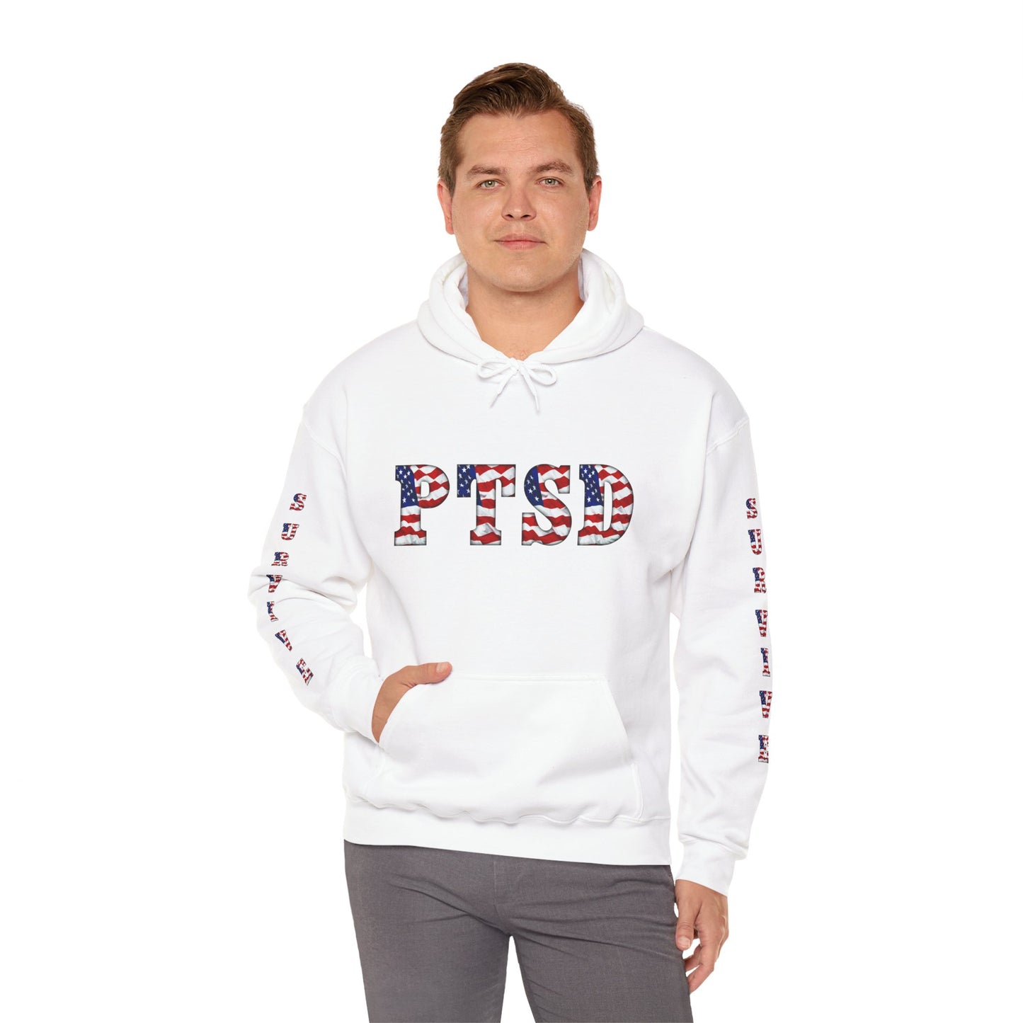 Princess Grace PTSD Awareness Unisex Heavy Blend Hoodie Support Survivors with American Flag Design