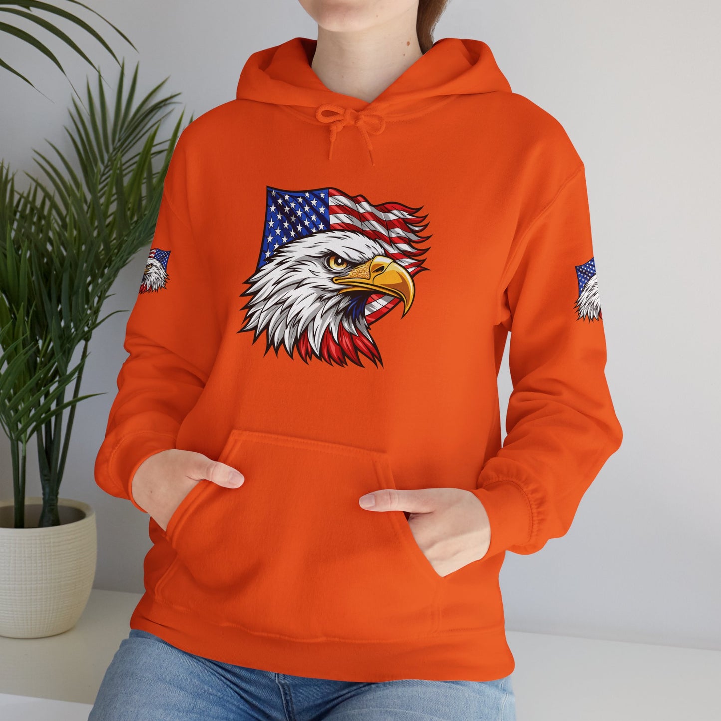Princess Grace Patriotic Eagle Hoodie Unisex Heavy Blend Sweatshirt with American Flag Design