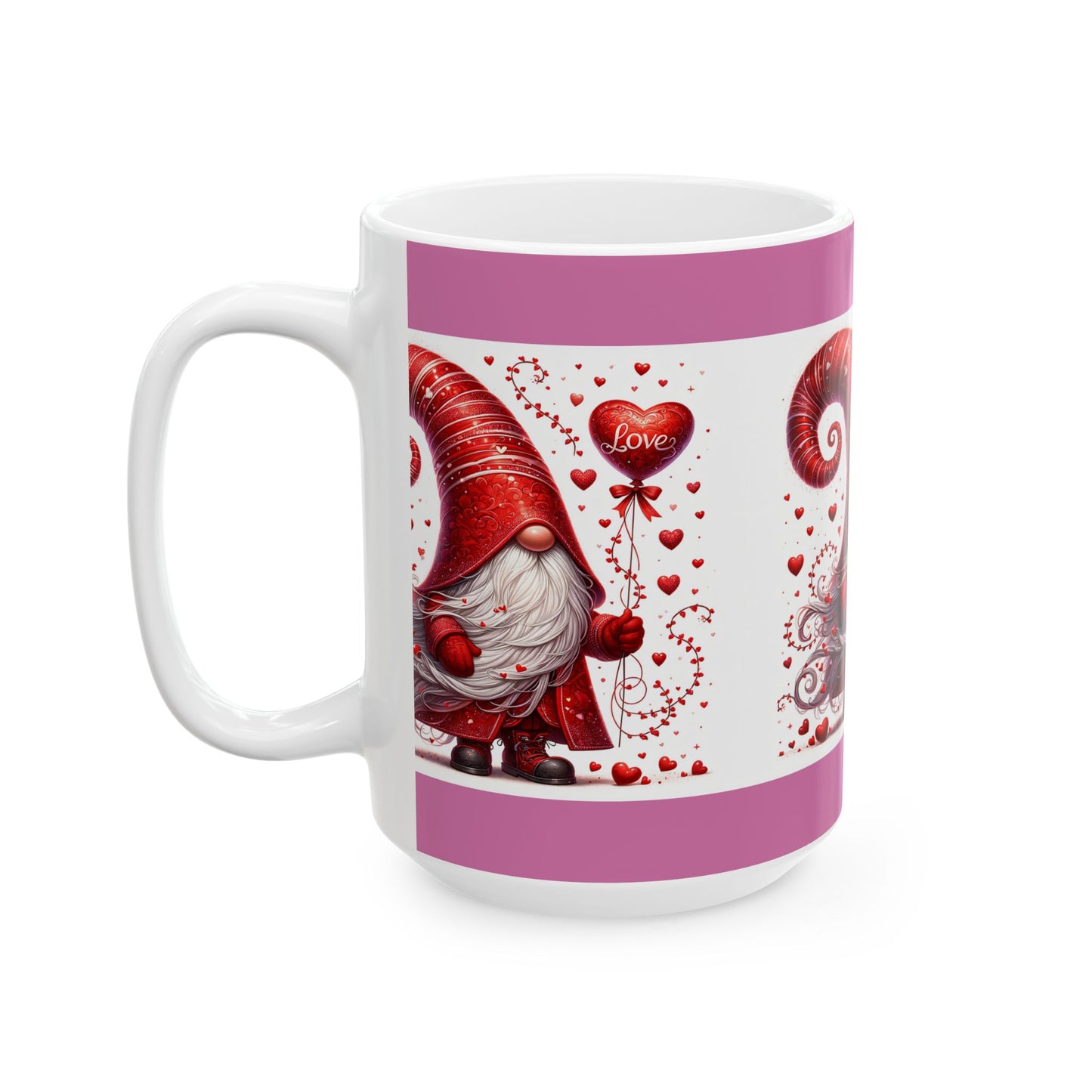 Princess Grace Valentine's Day Gnome Ceramic Mug Whimsical 11oz & 15oz Cuppa with Love Design