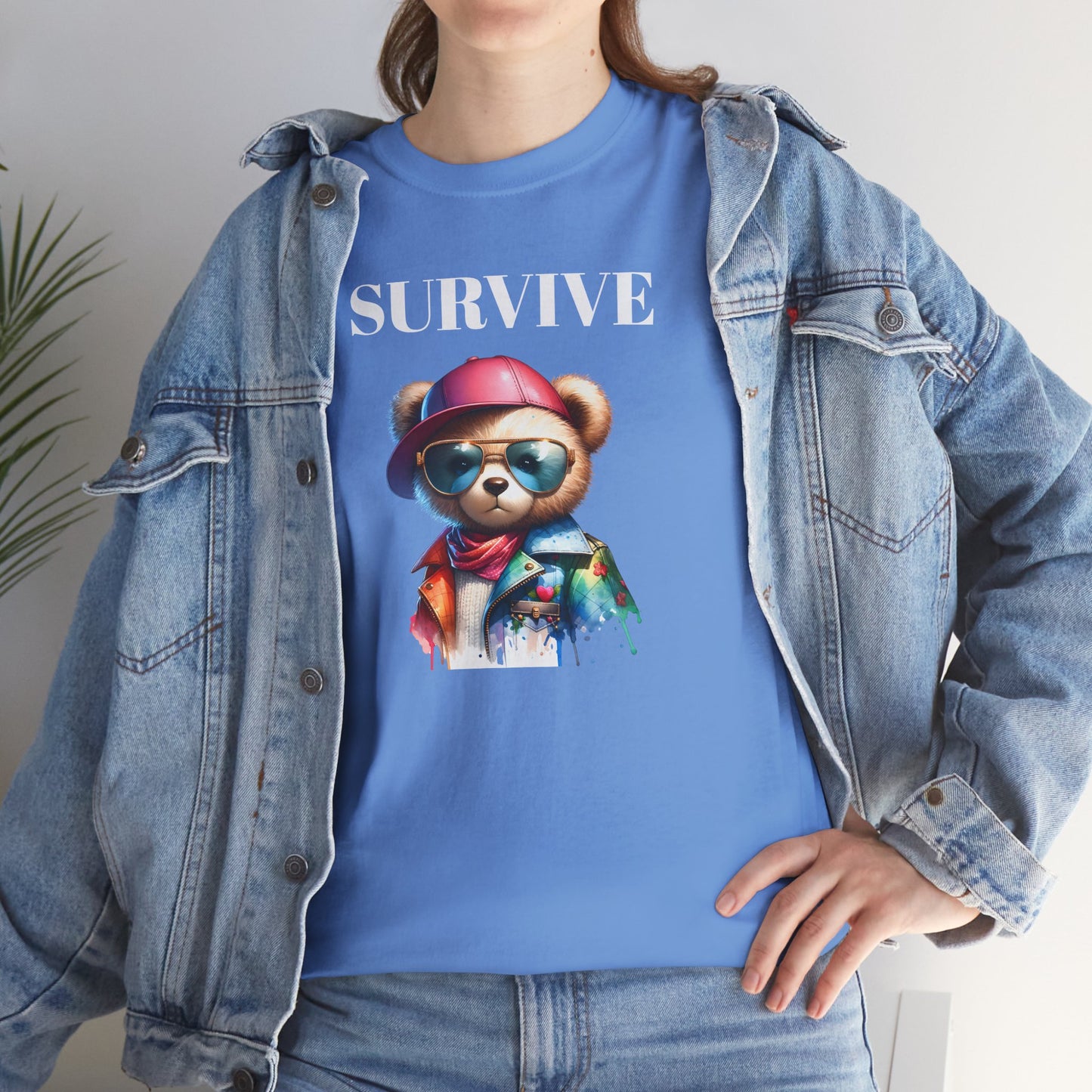Princess Grace Survive Bear Unisex Heavy Cotton Tee Cool Graphic T-Shirt for Casual Style