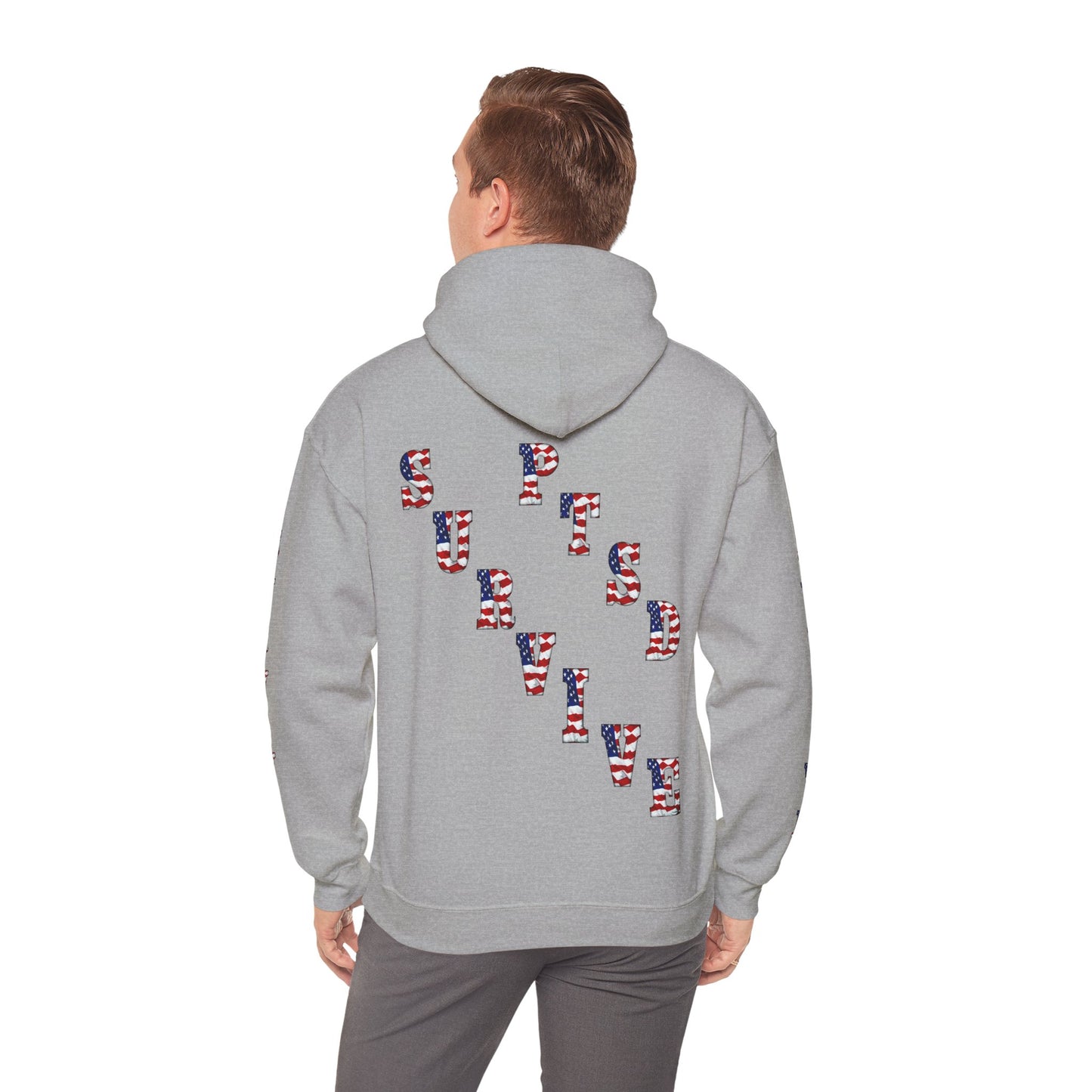 Princess Grace PTSD Awareness Unisex Heavy Blend Hoodie Support Survivors with American Flag Design