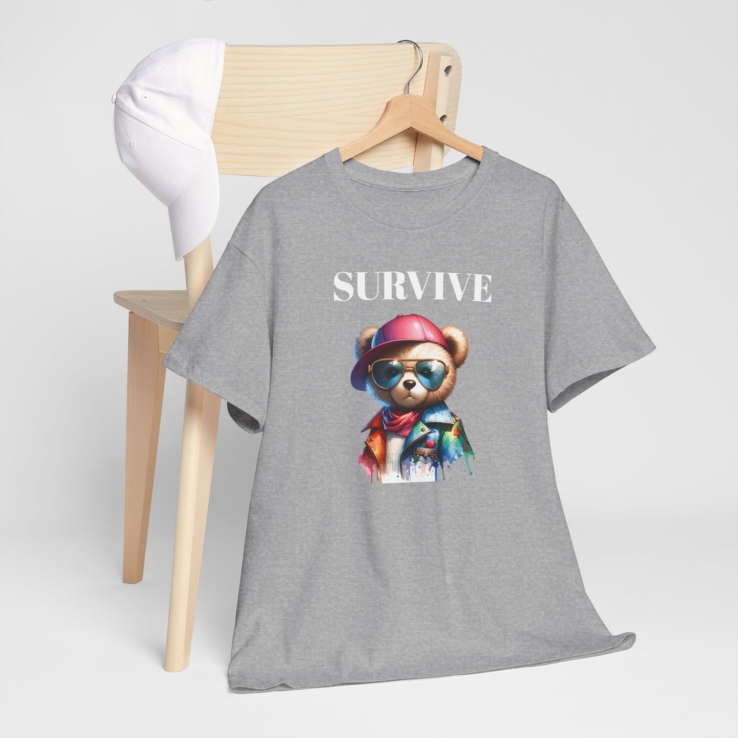 Princess Grace Survive Bear Unisex Heavy Cotton Tee Cool Graphic T-Shirt for Casual Style