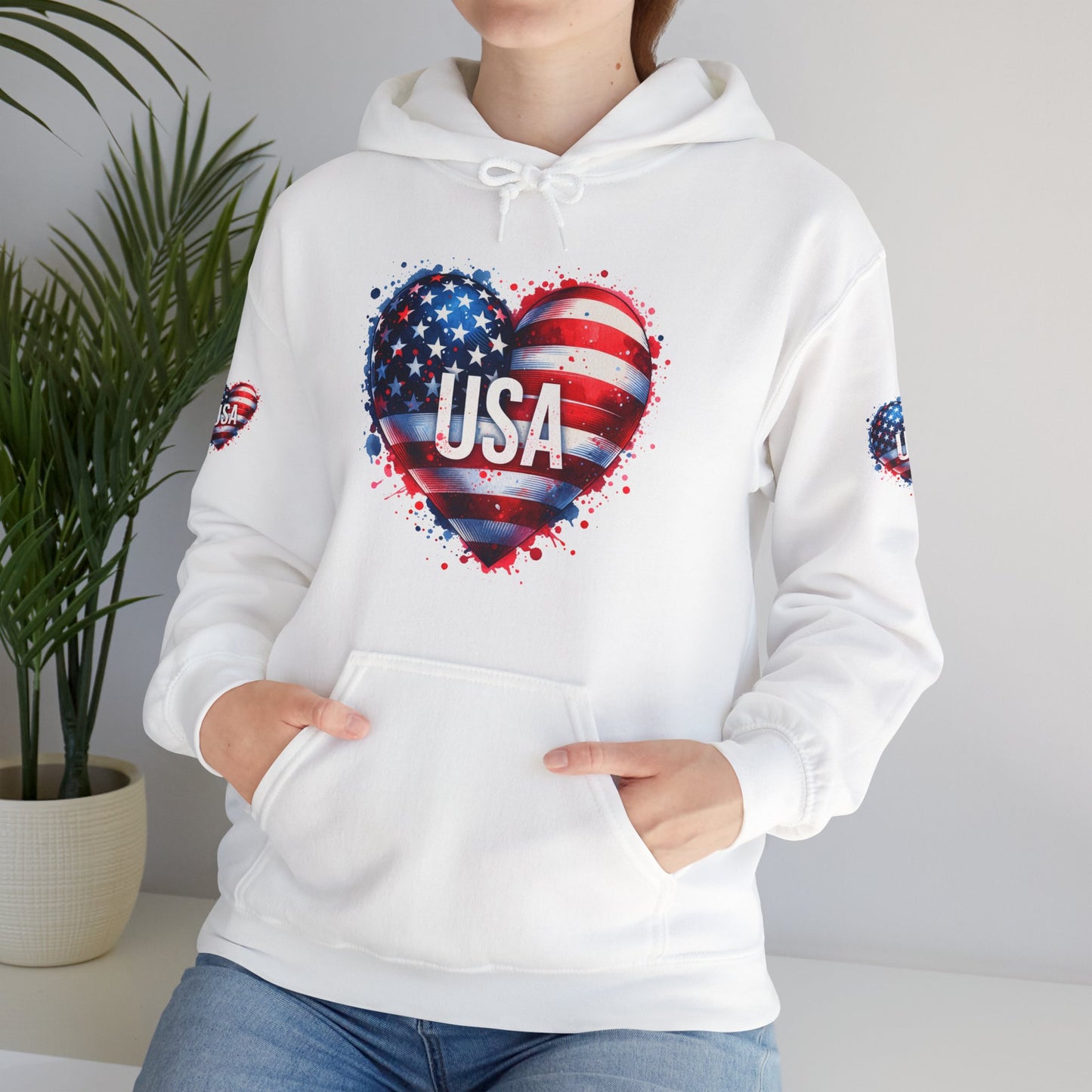 Princess Grace Patriotic Heart Hoodie for USA Lovers Unisex Heavy Blend
