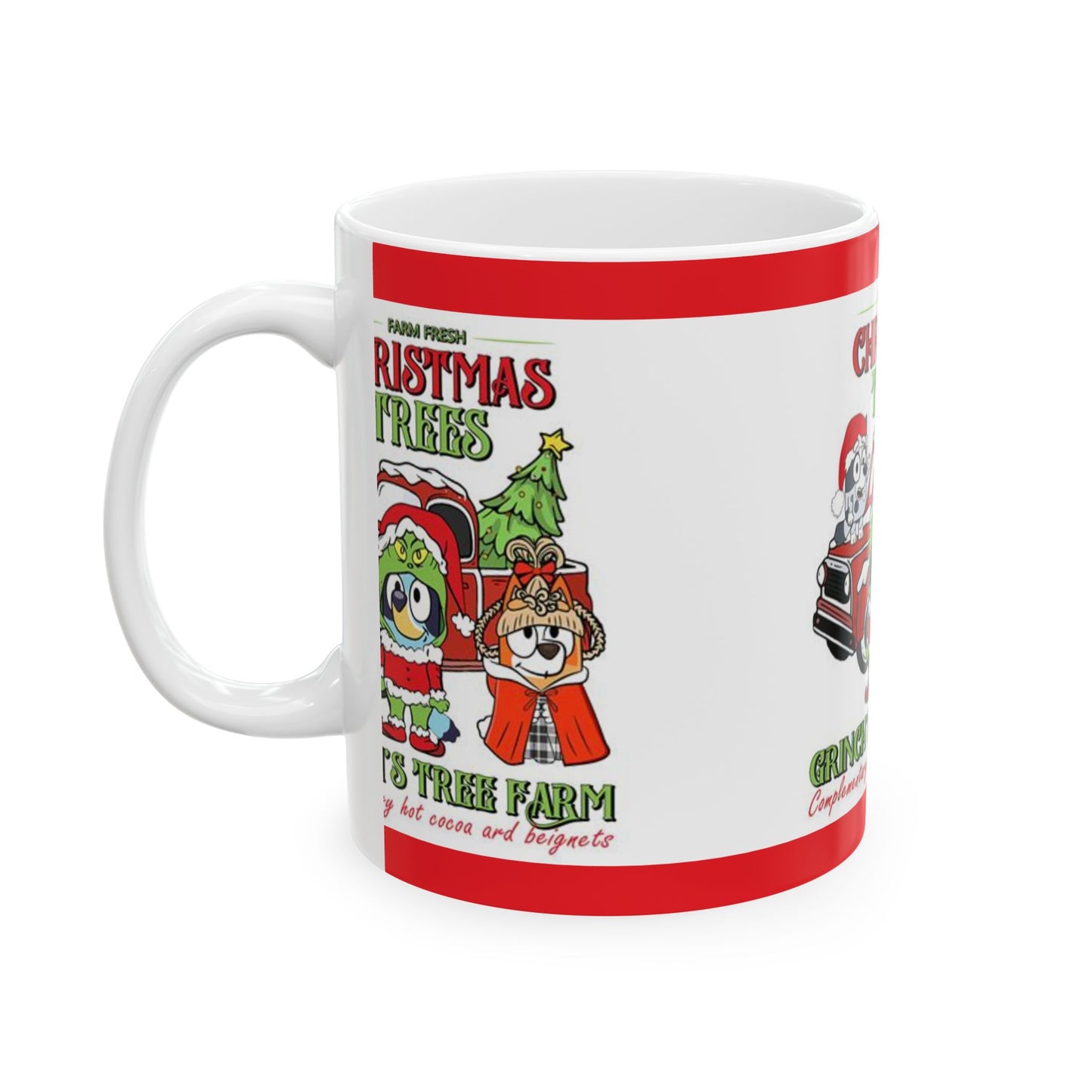 Princess Grace Holiday Christmas Mug Grinch’s Tree Farm Design with Cute Characters