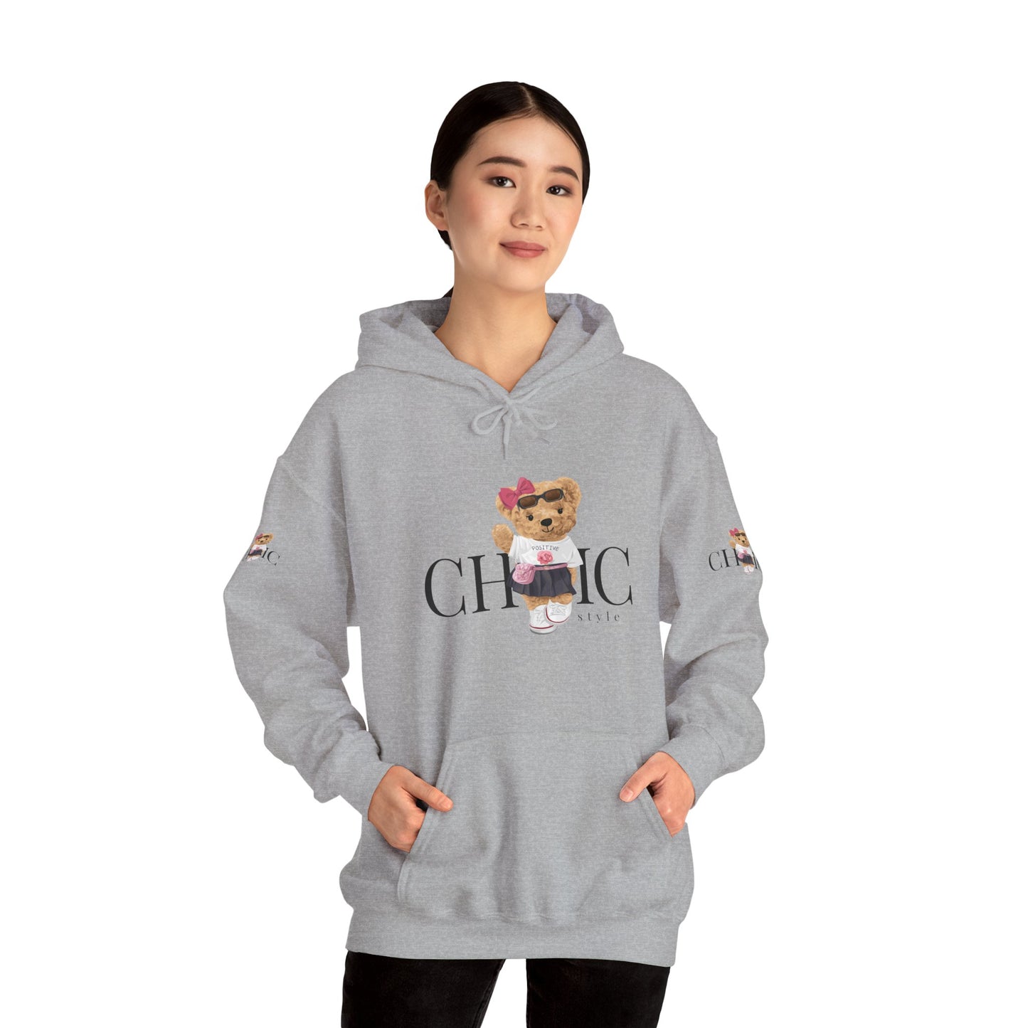 Princess Grace Chic Style Bear Unisex Hooded Sweatshirt Cute and Cozy Fashion