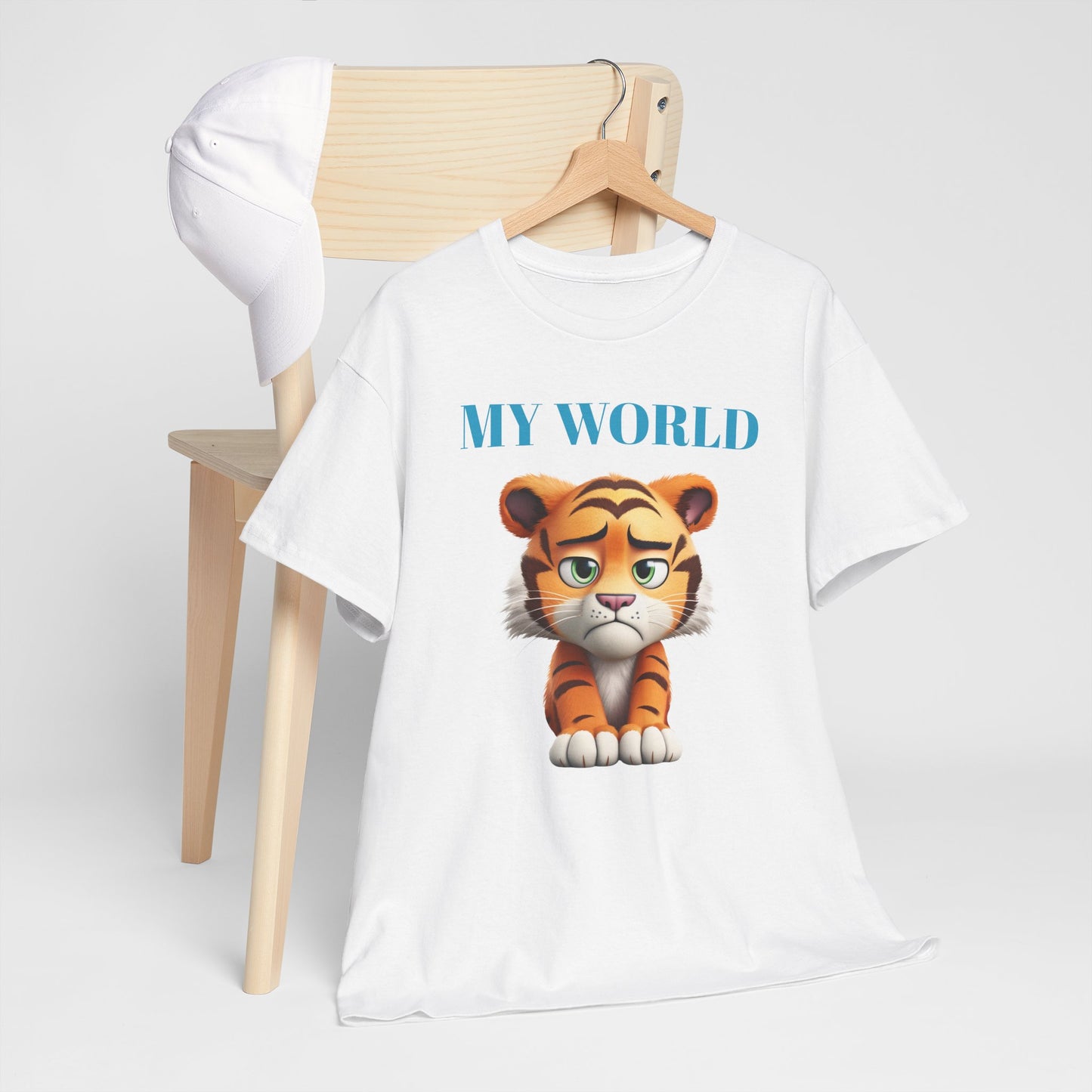 Princess Grace My World Tiger Unisex Heavy Cotton Tee Cute Animal T-Shirt for Kids & Adults