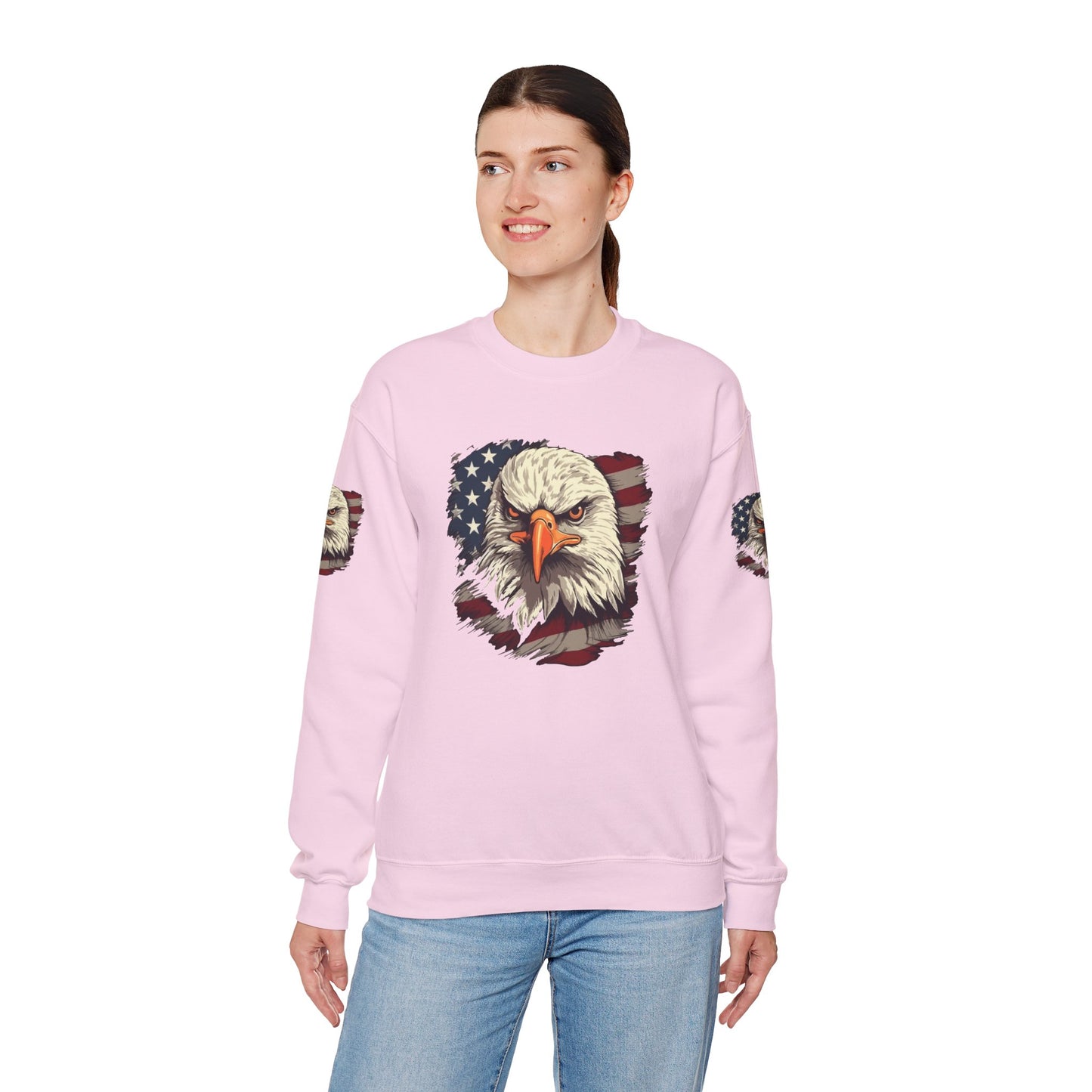 Princess Grace Patriotic Eagle Crewneck Sweatshirt Unisex Heavy Blend