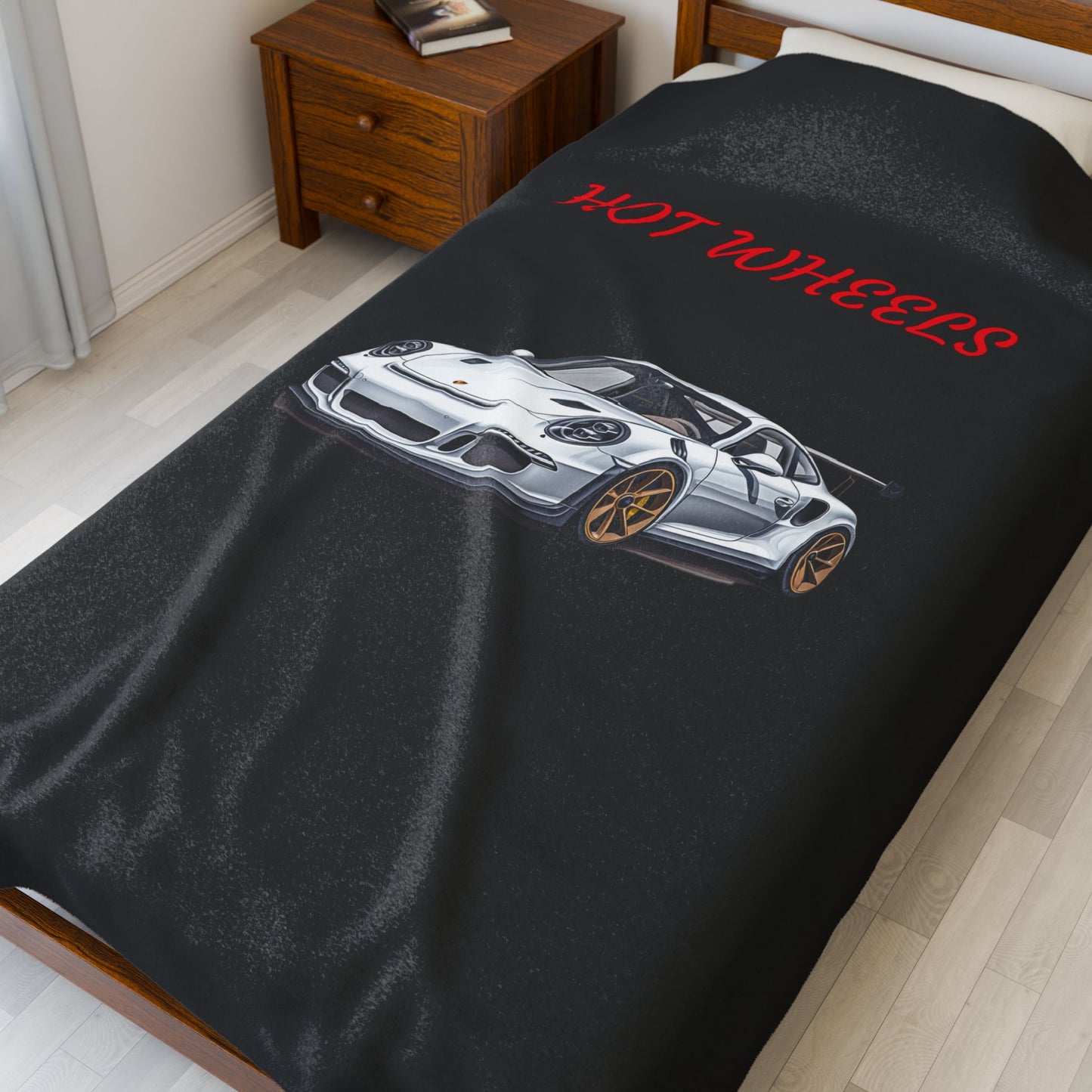 Princess Grace Hot Wheels Velveteen Plush Blanket Cozy Car Enthusiast Gift