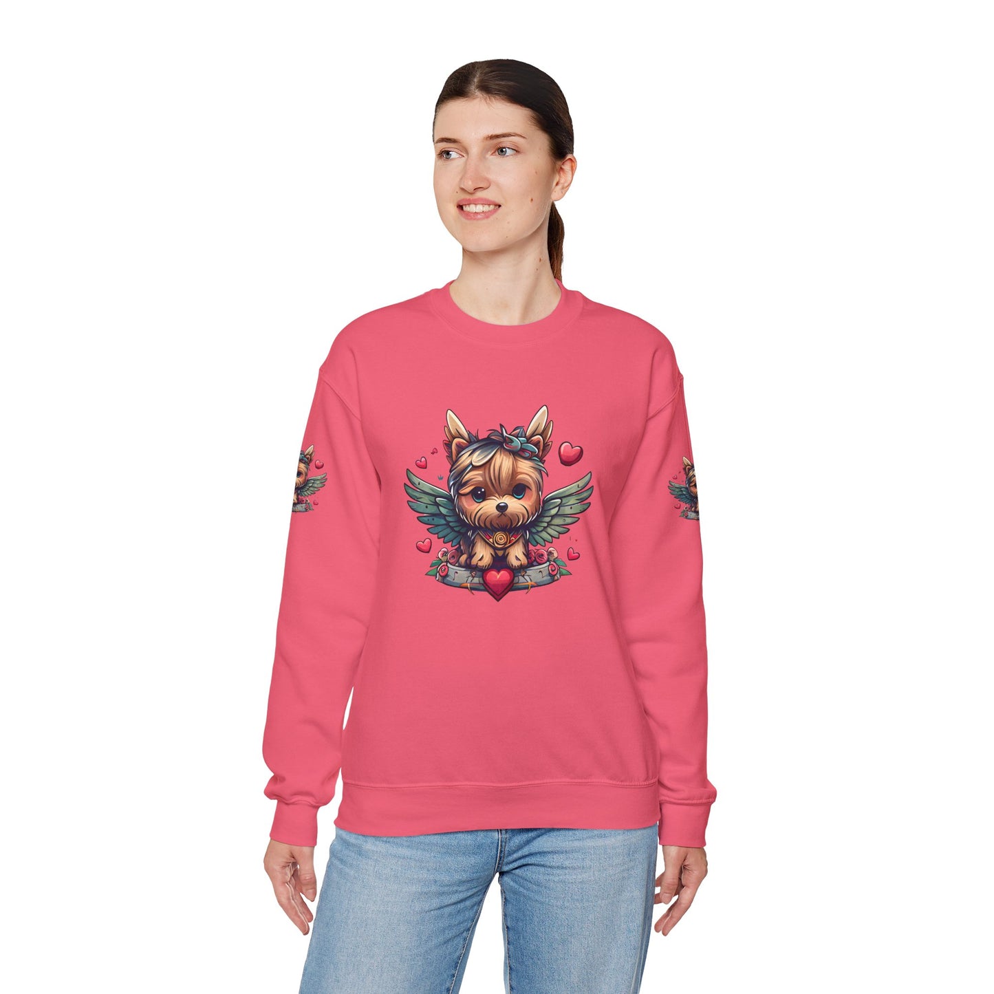 Princess Grace Cute Yorkie Wings Crewneck Sweatshirt Perfect Gift for Dog Lovers