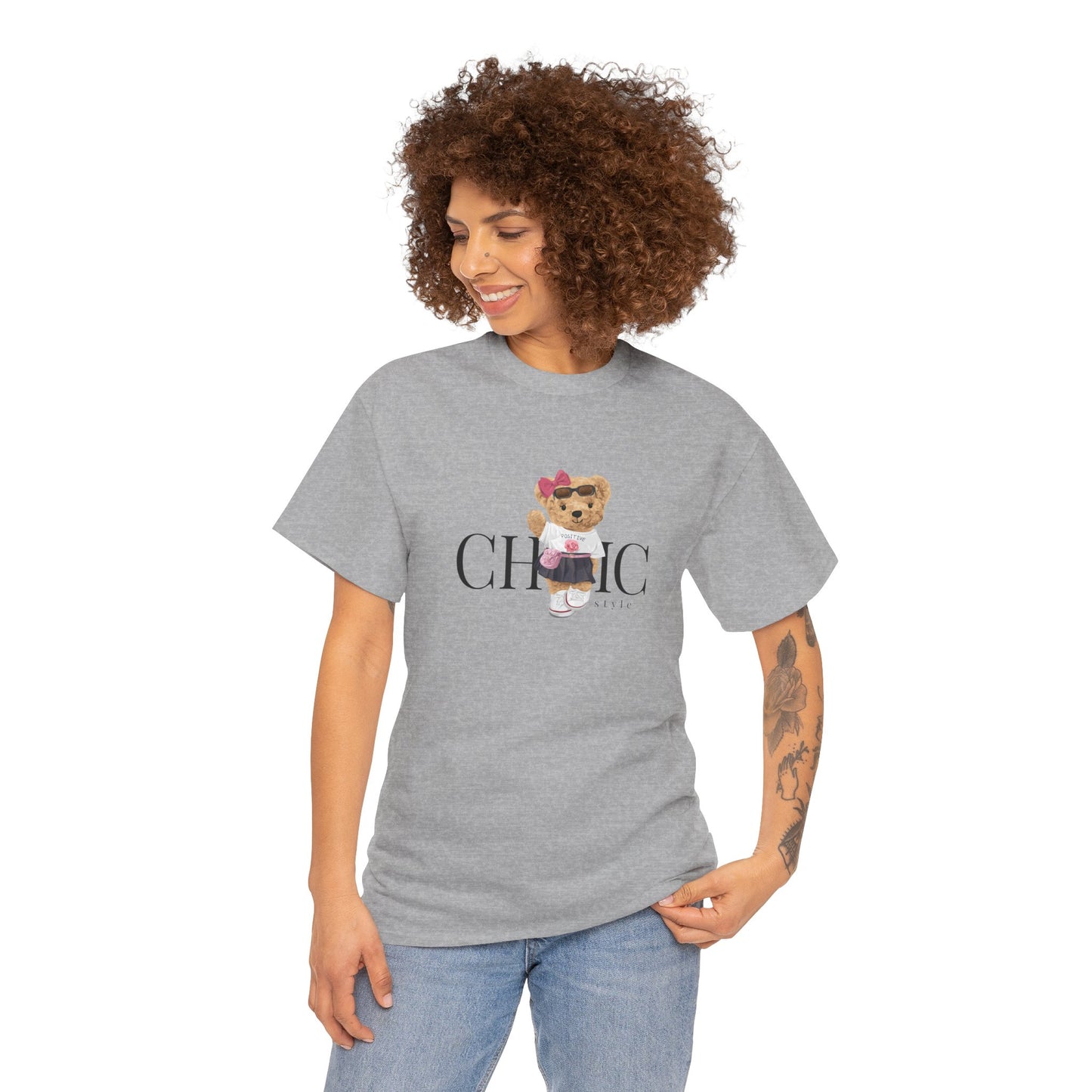 Princess Grace Chic Style Bear Unisex Heavy Cotton Tee Fashionable and Cozy Everyday Wear
