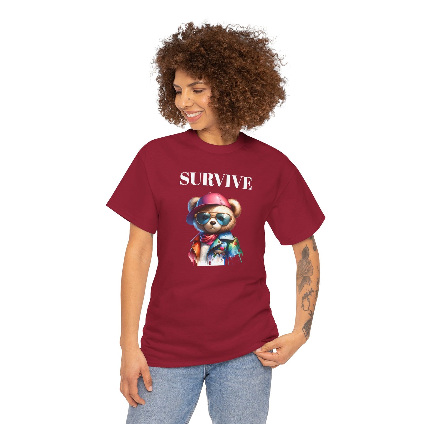 Princess Grace Survive Bear Unisex Heavy Cotton Tee Cool Graphic T-Shirt for Casual Style