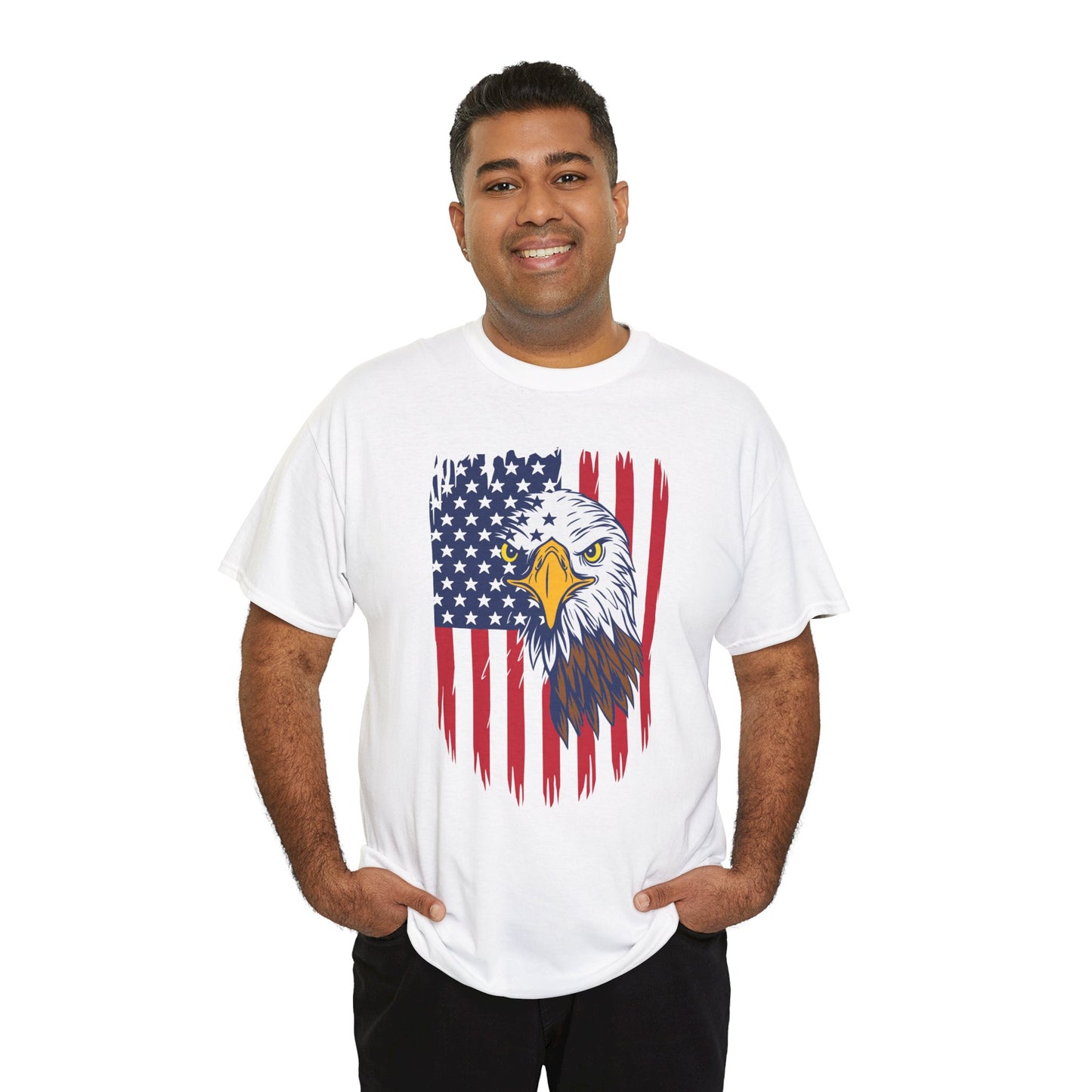 Princess Grace Eagle & American Flag Unisex Heavy Cotton Tee Patriotic Apparel for All Occasions