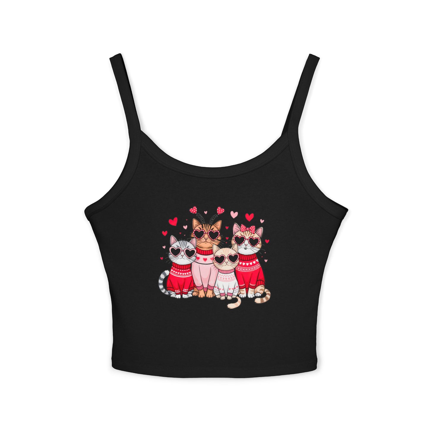 Princess Grace Cute Cats Spaghetti Strap Tank Top Perfect for Cat Lovers