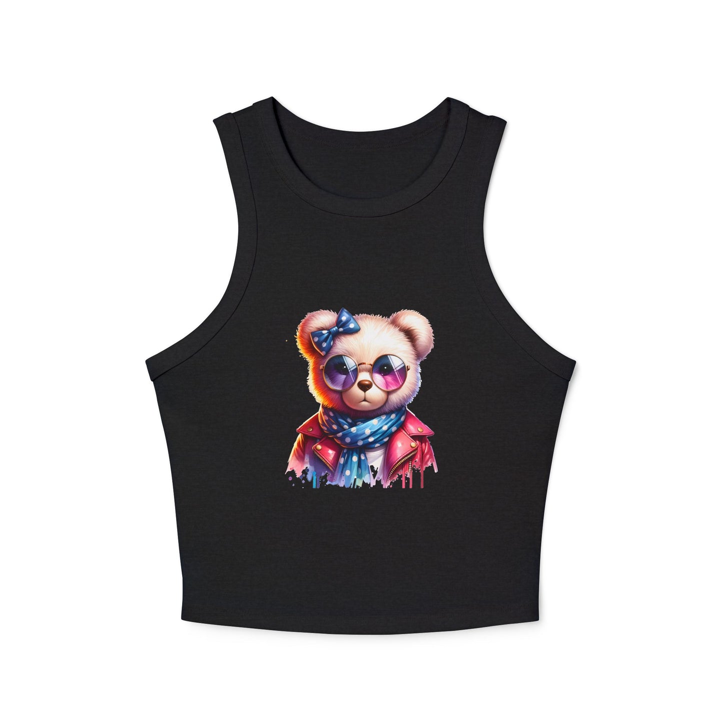 Princess Grace Cute Bear Graphic Racer Tank Top for Women
