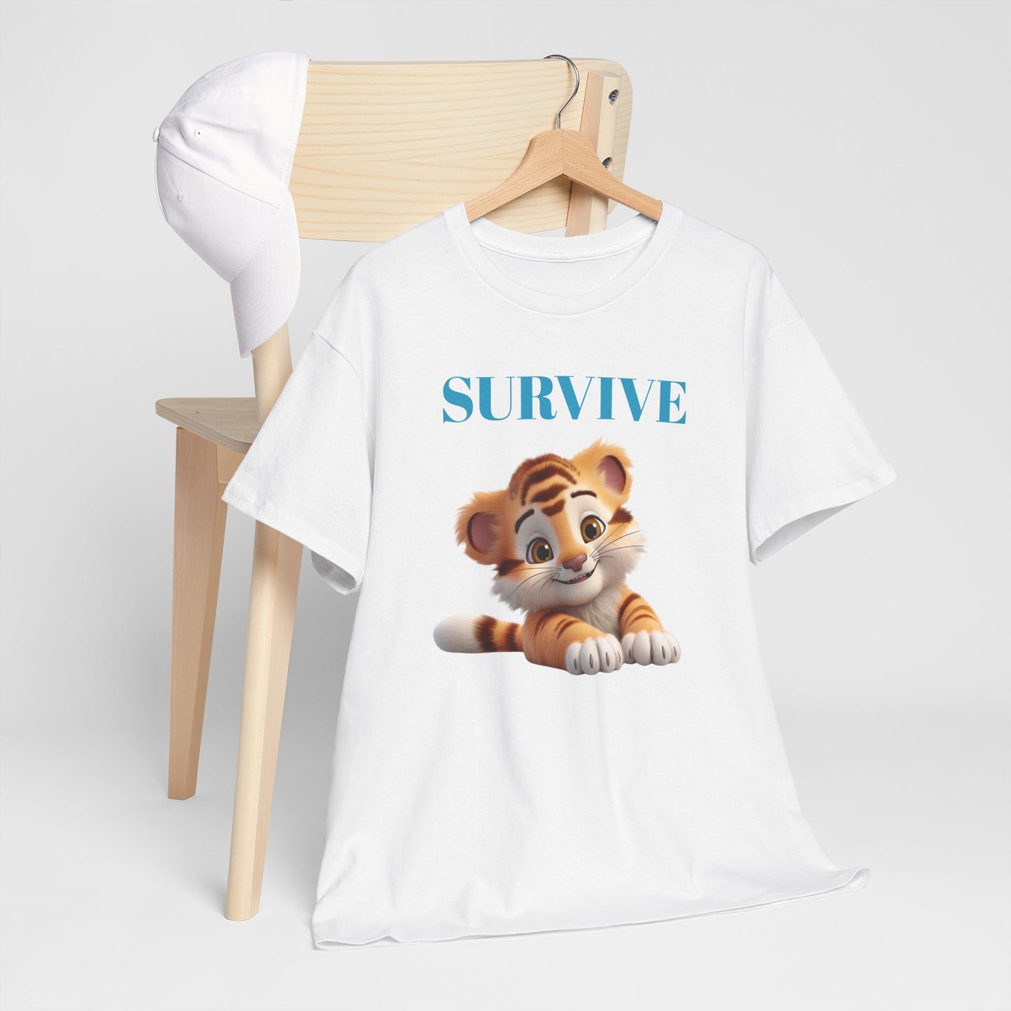 Princess Grace Survive Tiger Unisex Heavy Cotton Tee Cute Animal Graphic