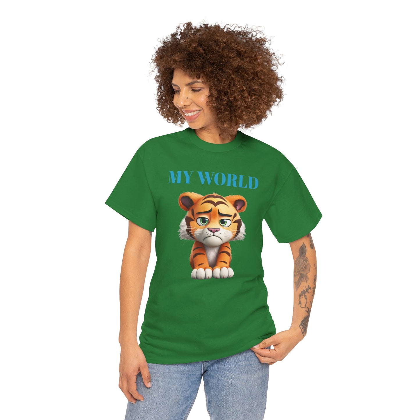 Princess Grace My World Tiger Unisex Heavy Cotton Tee Cute Animal T-Shirt for Kids & Adults