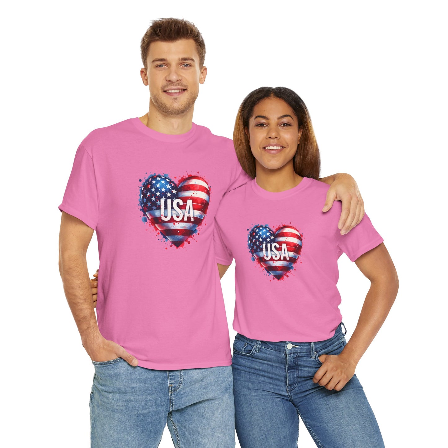 Princess Grace Patriotic Heart Unisex Cotton Tee USA Freedom Shirt