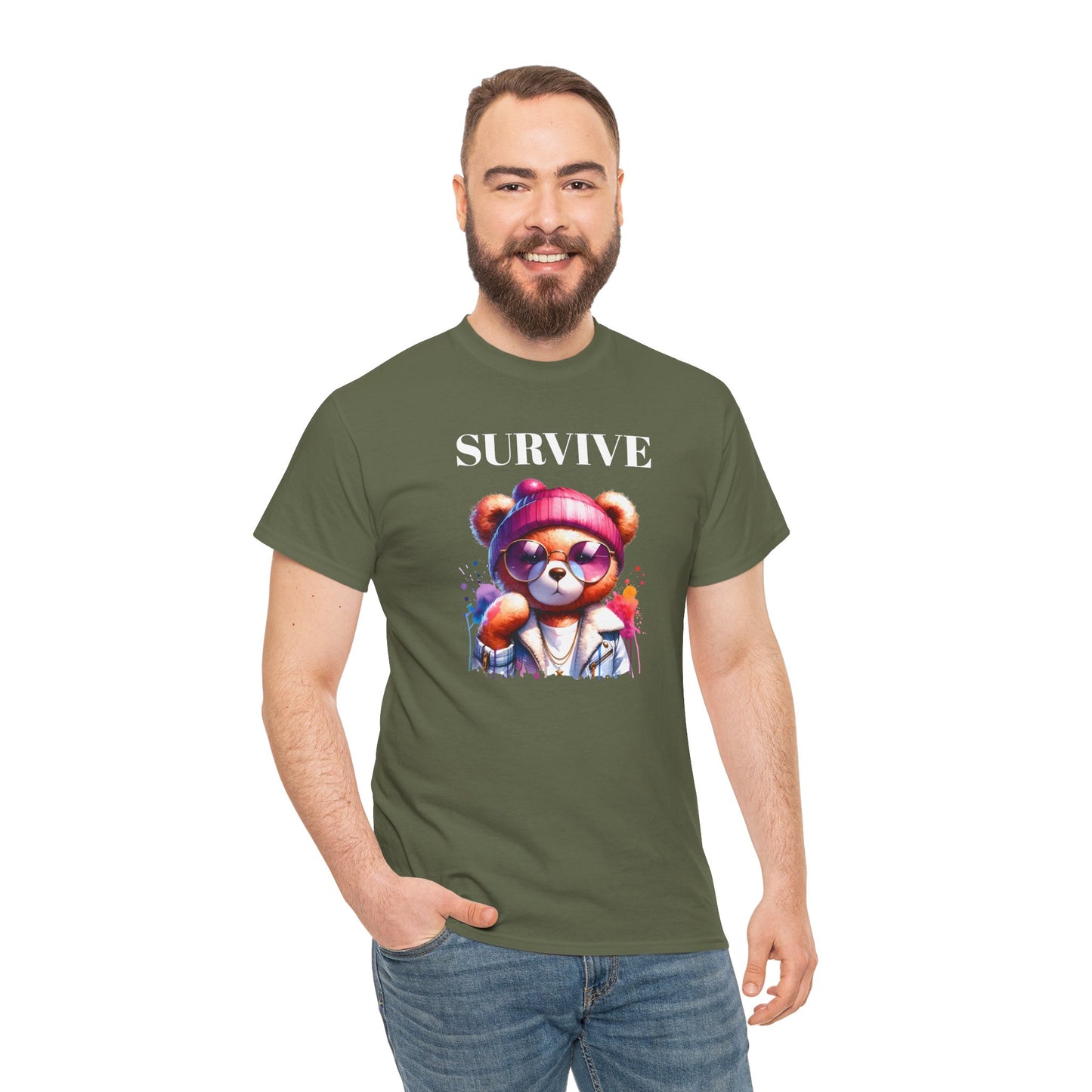 Princess Grace Survive Bear Graphic Tee Unisex Heavy Cotton T-Shirt