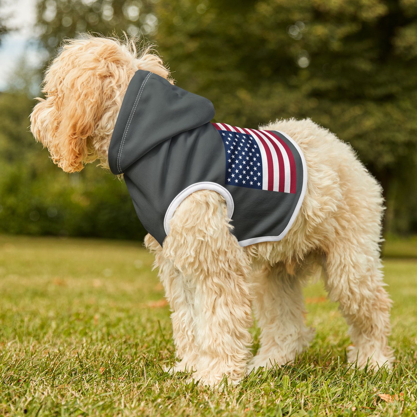 Princess Grace Patriotic Pet Hoodie Cozy American Flag Design for Stylish Dogs