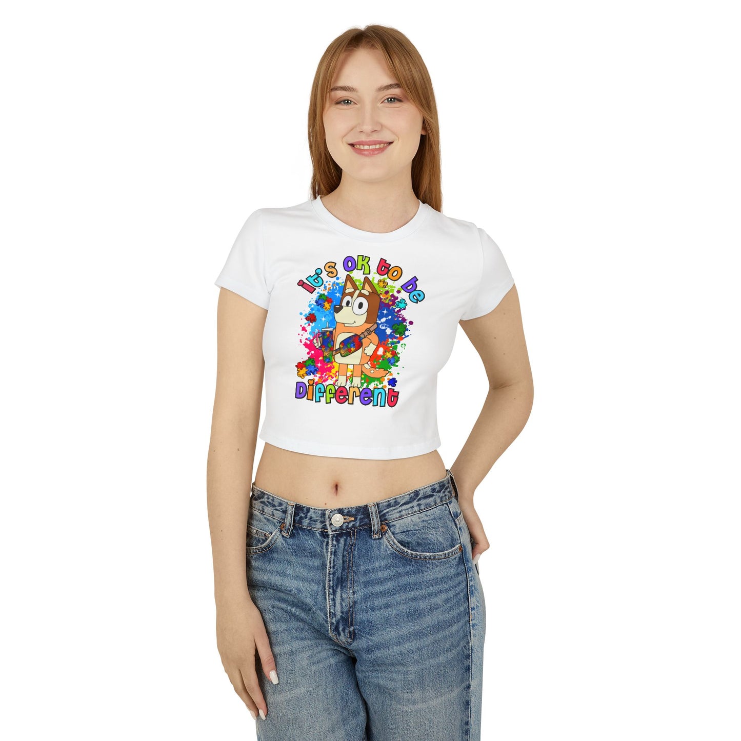 Princess Grace Bluey Colorful Bluey Women's Baby Tee "It's OK to be Different"