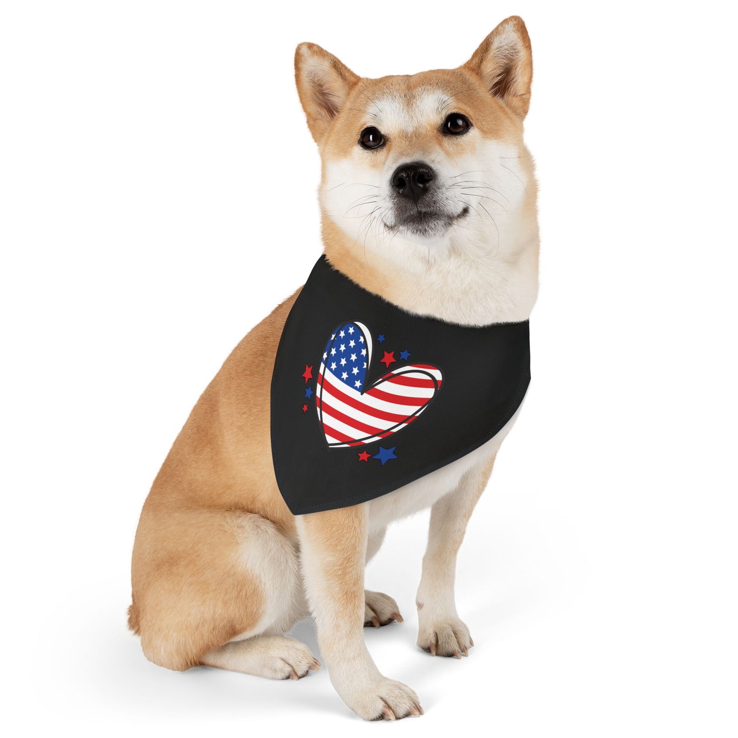 Princess Grace Patriotic Pet Bandana Collar Red, White & Blue Heart Design