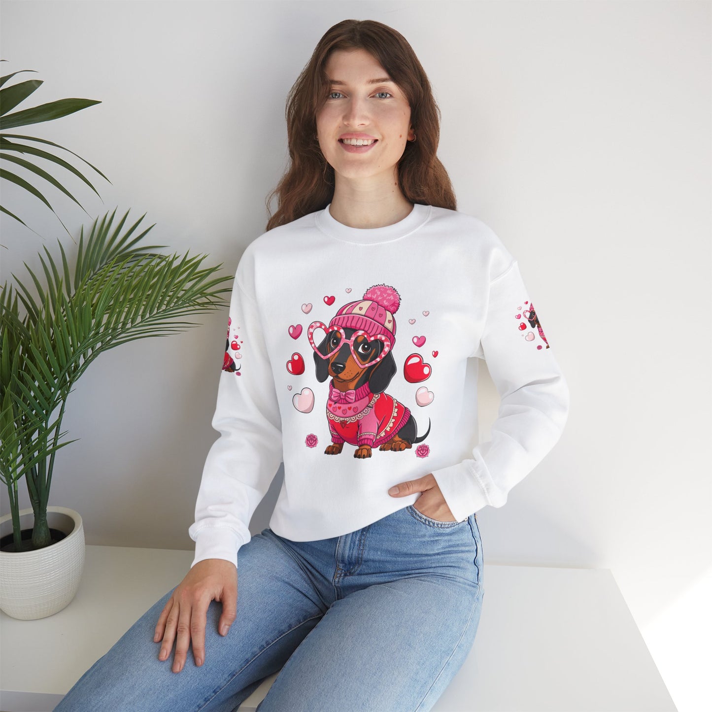 Princess Grace Cute Dachshund Love Sweatshirt Cozy Unisex Crewneck for Pet Lovers