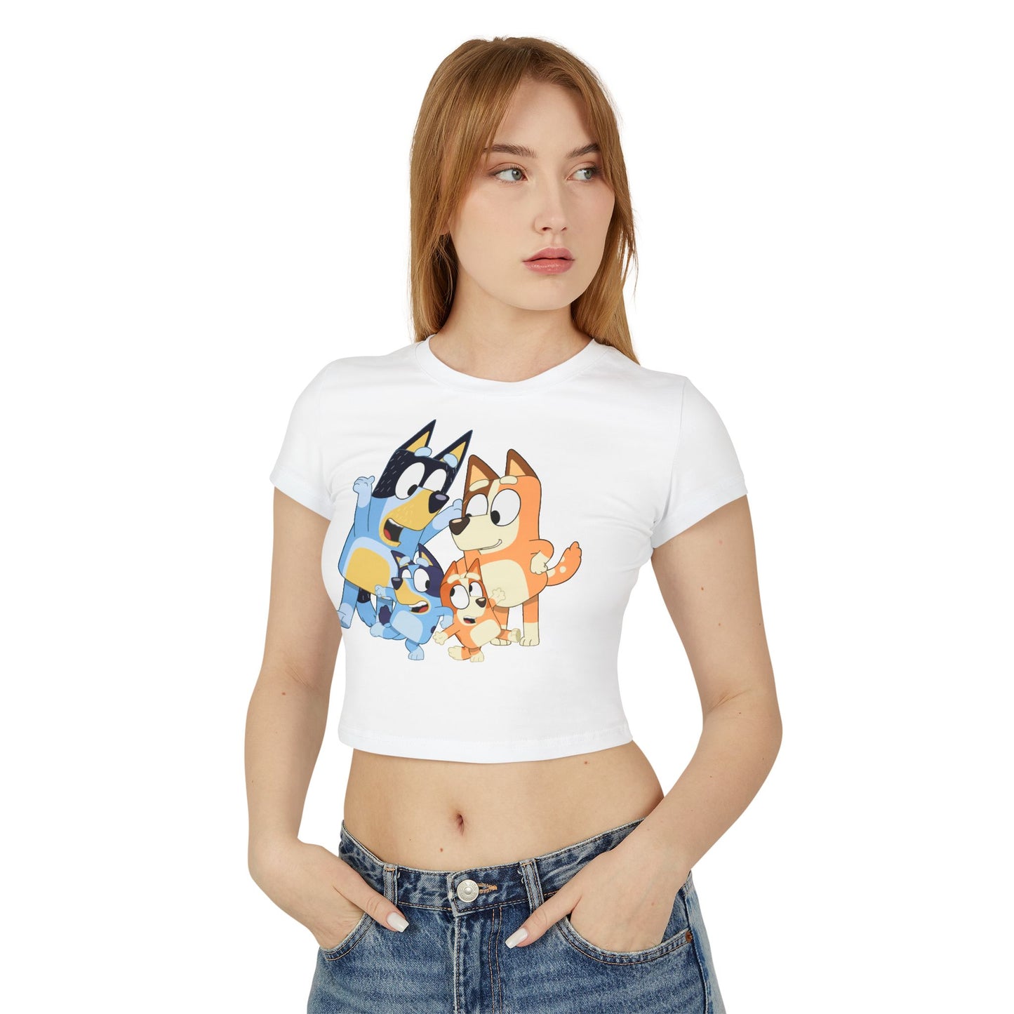 Princess Grace Bluey Family Women's Baby Tee Cute Kids' Cartoon Graphic T-Shirt