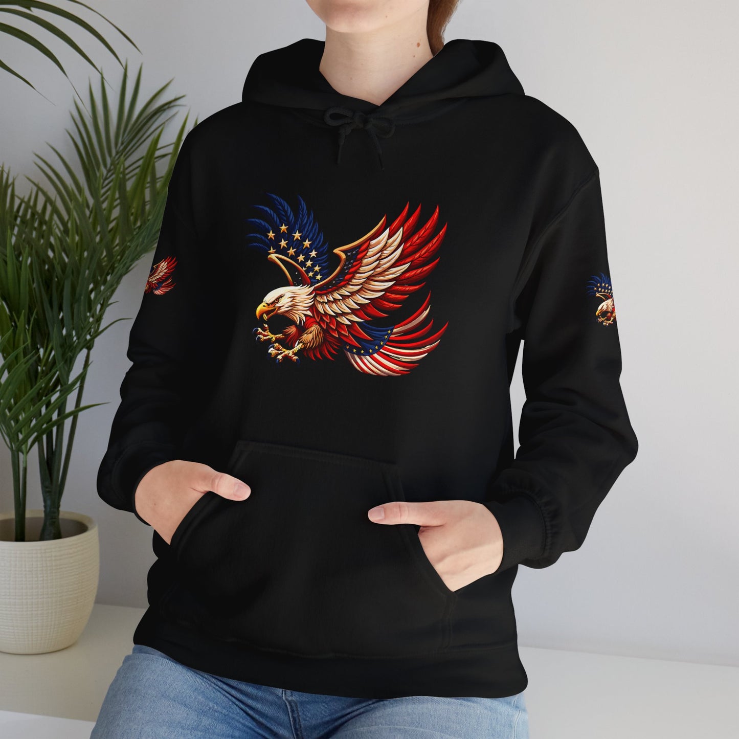 Princess grace Patriotic Eagle Hooded Sweatshirt Unisex Heavy Blend