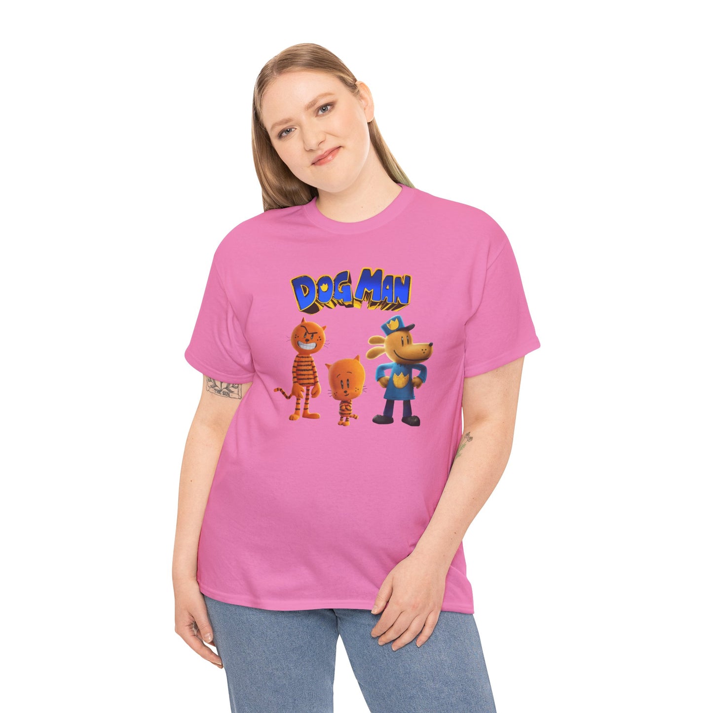 Princess Grace Dog Man Cartoon Unisex Heavy Cotton Tee Fun Graphic Tee for Kids and Fans