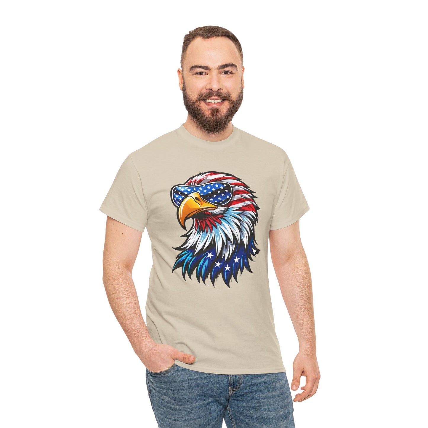 Princess Grace Patriotic Eagle Unisex Heavy Cotton Tee 4th of July Spirit