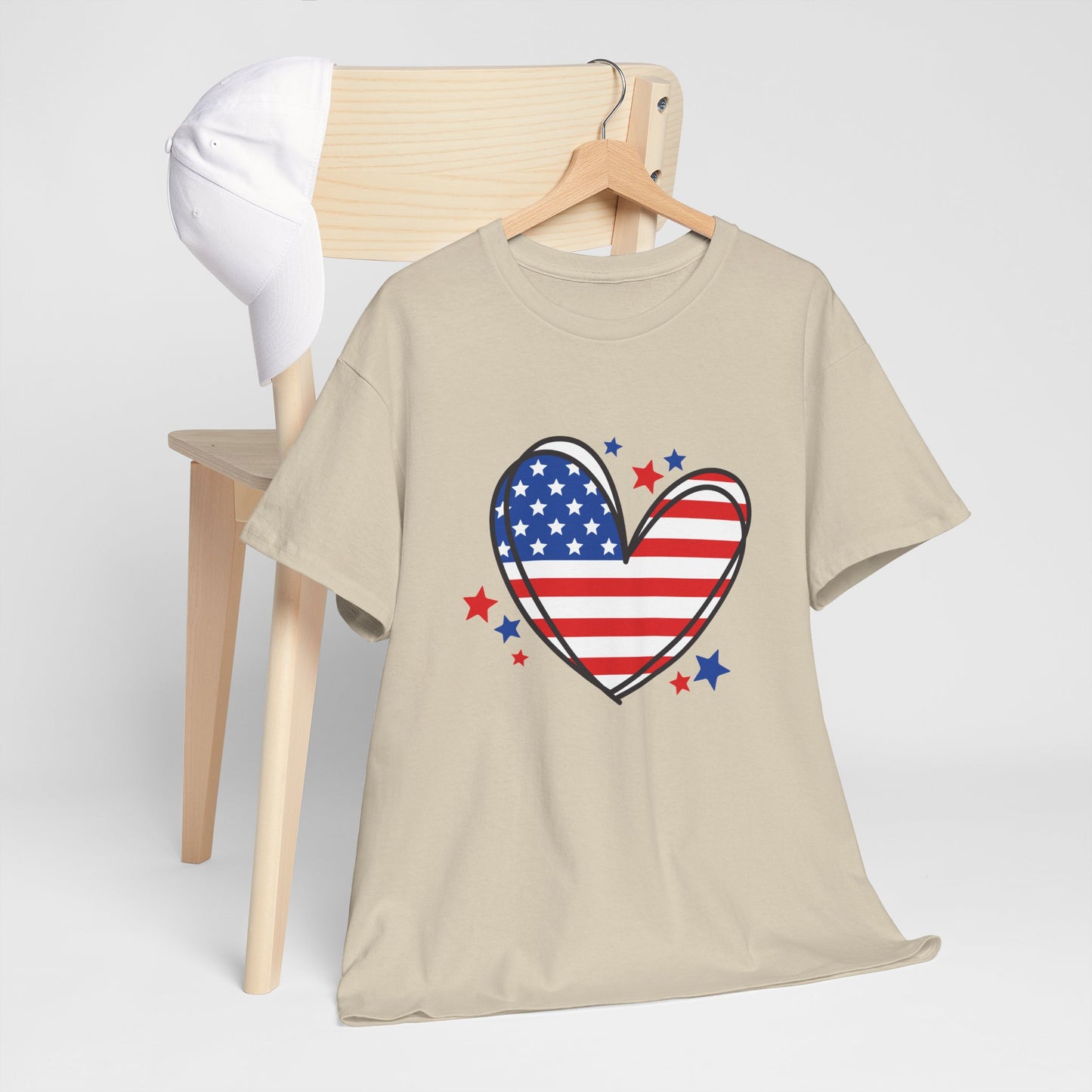 Princess Grace Patriotic Heart Unisex Heavy Cotton Tee USA Love T-Shirt