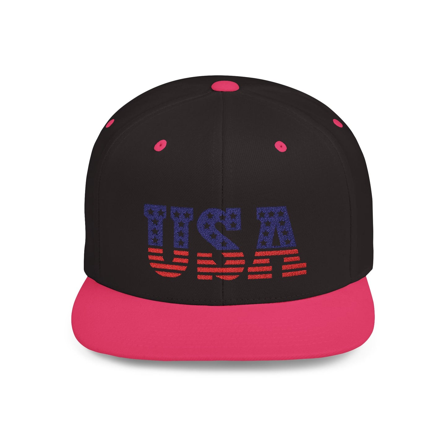 Princess Grace USA Flag Flat Bill Snapback Cap Patriotic Adjustable Hat for Summer Celebrations