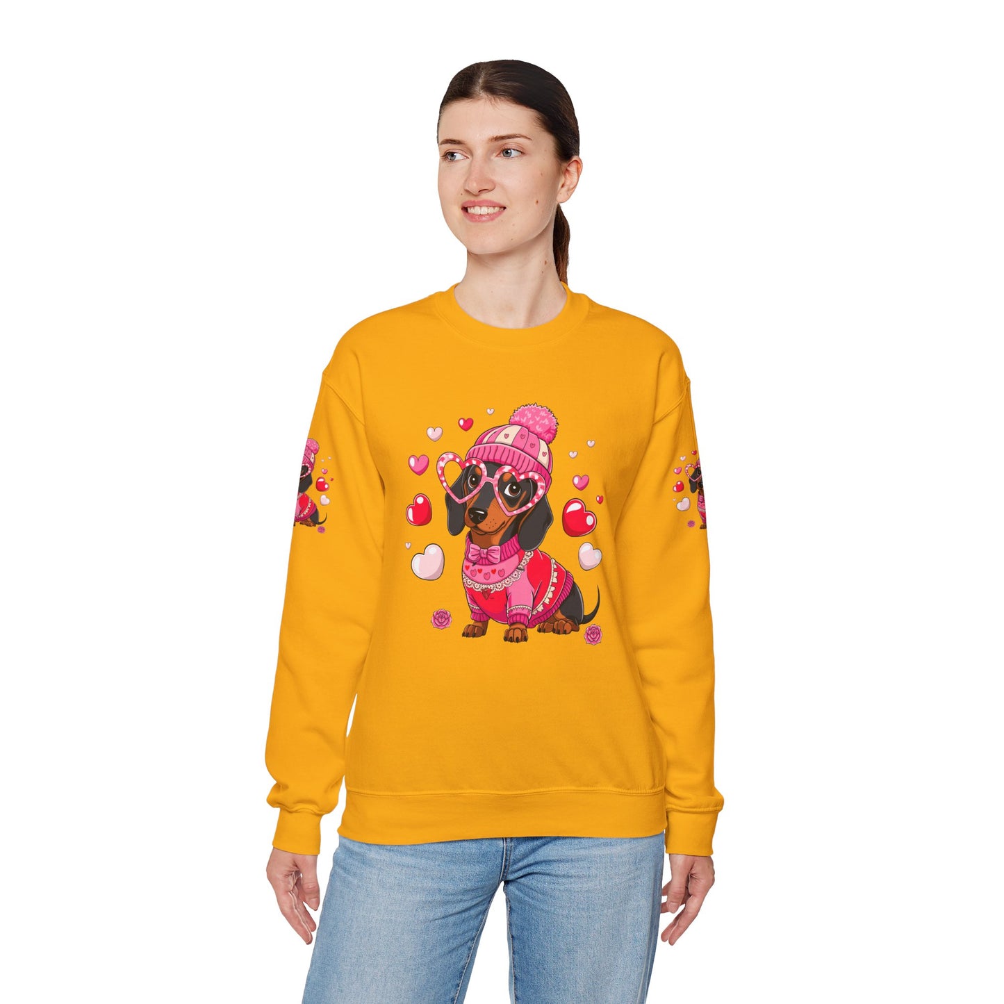 Princess Grace Cute Dachshund Love Sweatshirt Cozy Unisex Crewneck for Pet Lovers