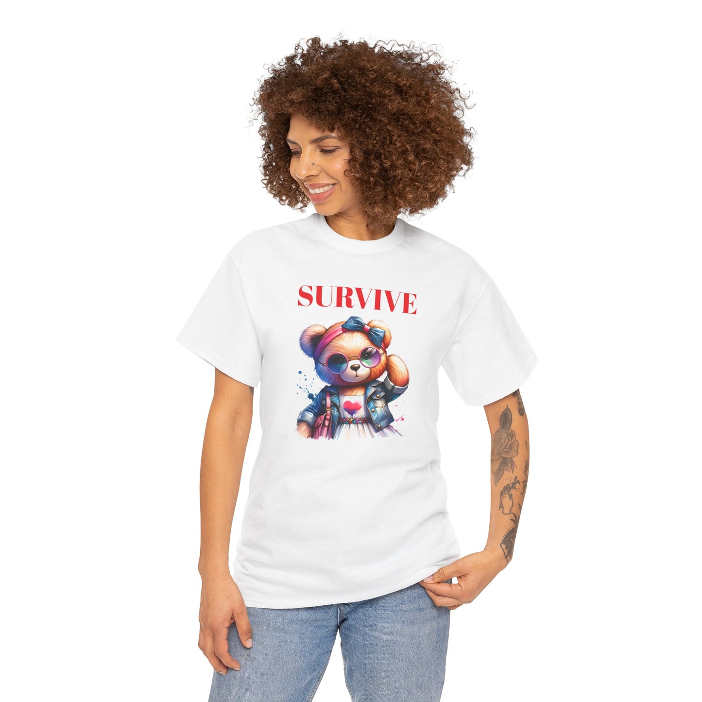Princess Grace Survive Vibe Unisex Heavy Cotton Tee Fun and Edgy Graphic Tee for Casual Wear
