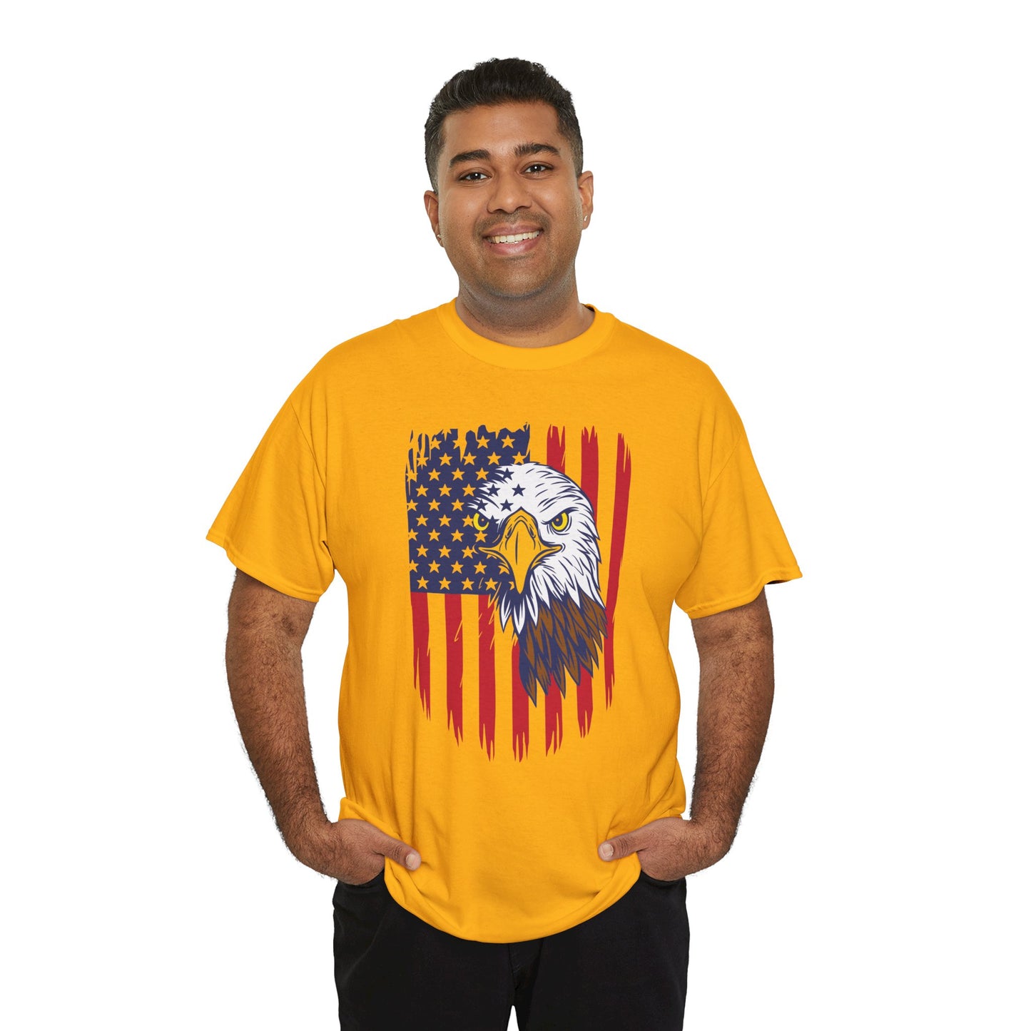 Princess Grace Eagle & American Flag Unisex Heavy Cotton Tee Patriotic Apparel for All Occasions