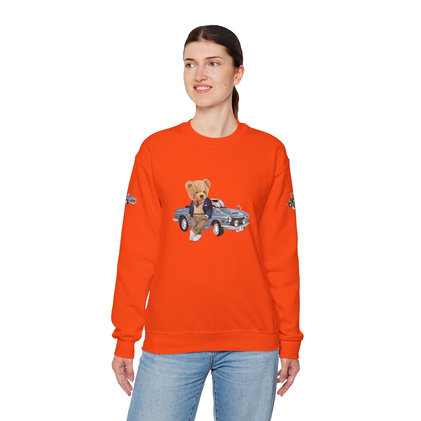Princess Grace Stylish Crewneck Sweatshirt with Bear and Car Design