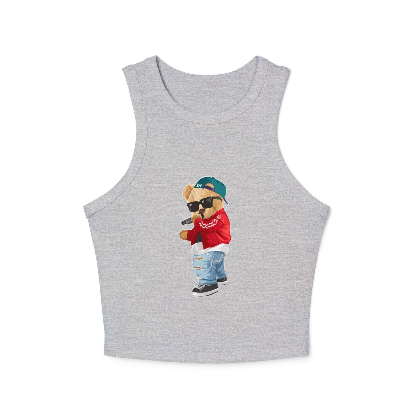 Princess Grace Cute Teddy Bear Graphic Racer Tank Top for Women