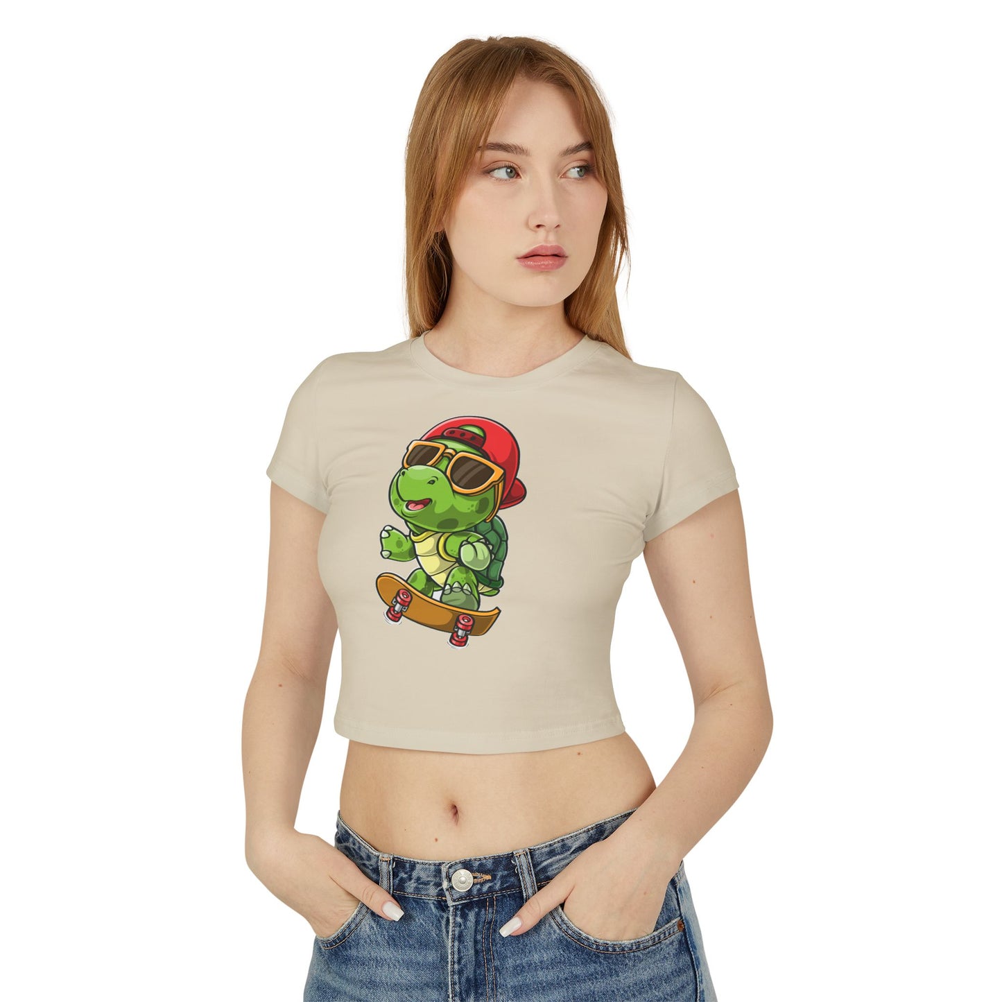 Princess Grace Cute Skateboarding Turtle Women's Baby Tee