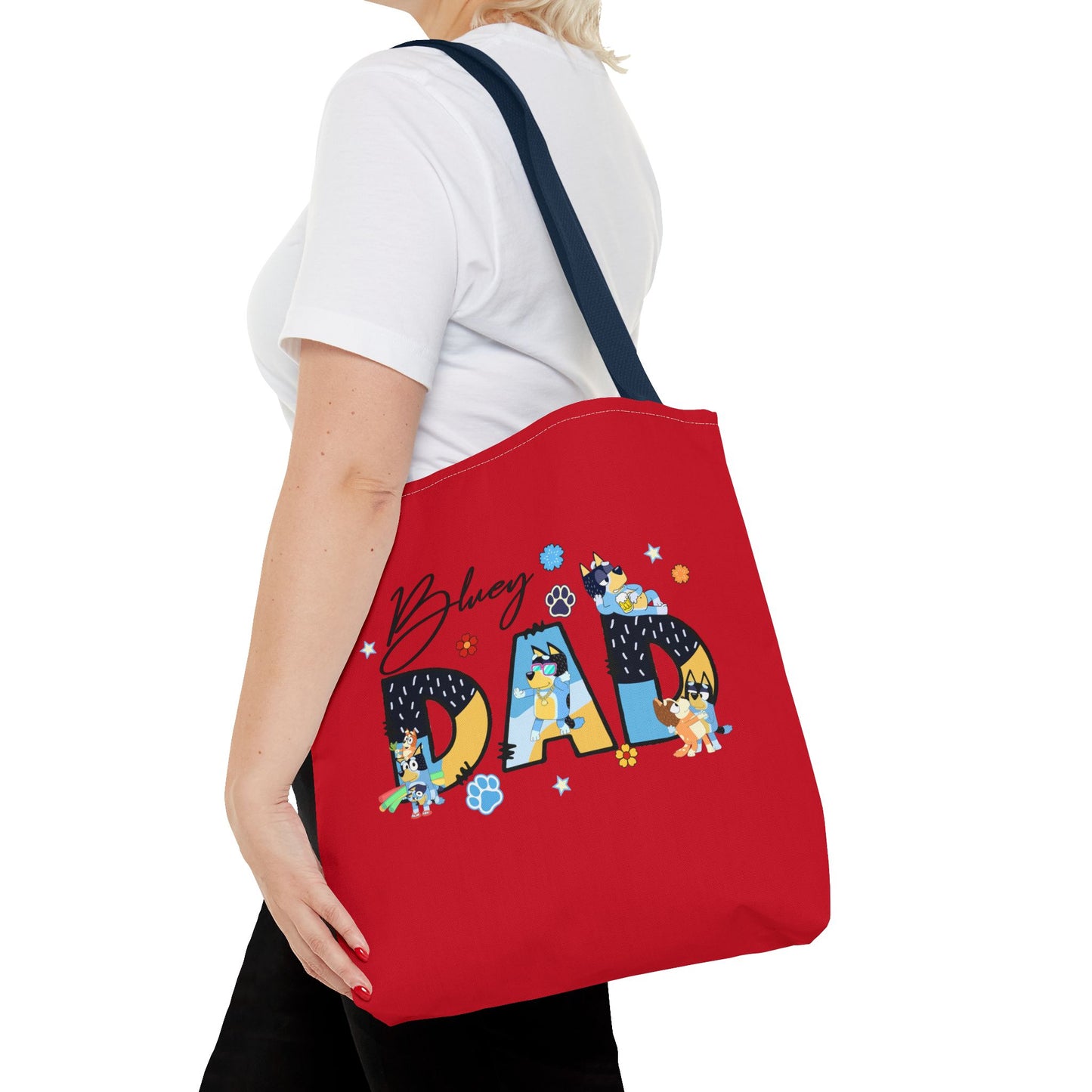 Princess Grace Colorful Bluey Dad Tote Bag Perfect Gift for Dog Lovers