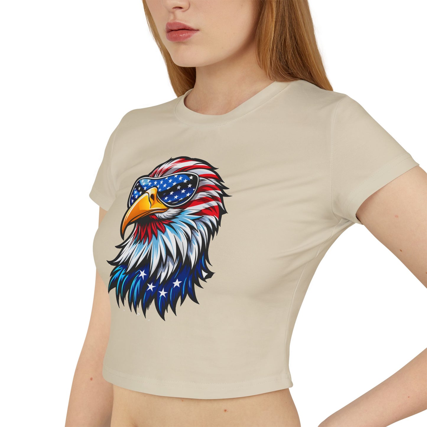 Princess Grace Patriotic Eagle Women's Baby Tee USA Flag Design