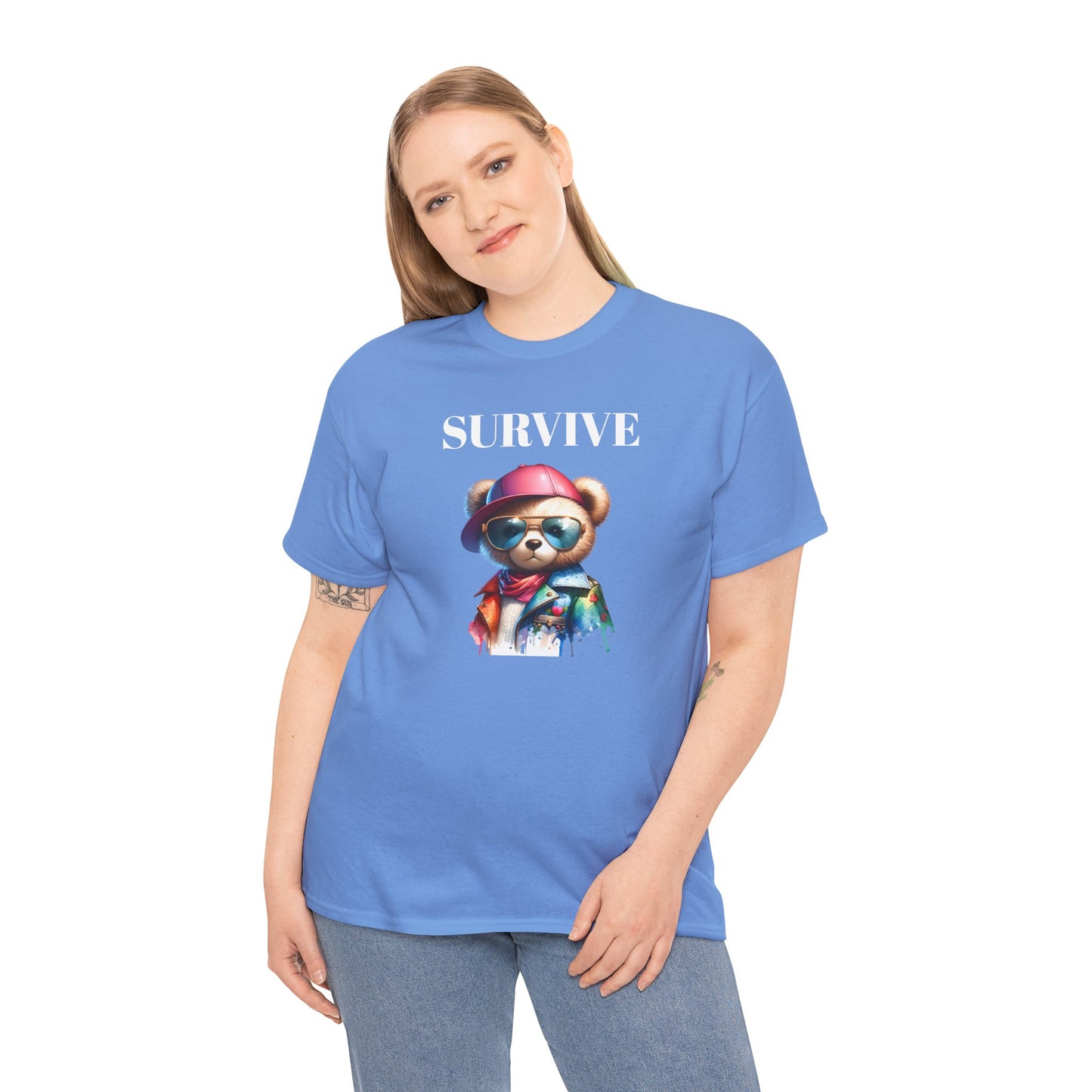 Princess Grace Survive Bear Unisex Heavy Cotton Tee Cool Graphic T-Shirt for Casual Style