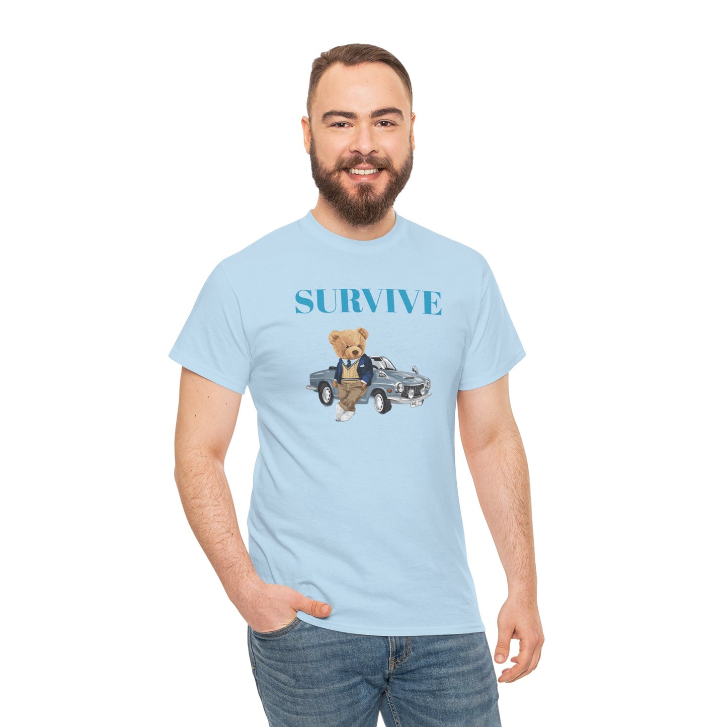 Princess Grace Survive Bear Unisex Heavy Cotton Tee Casual Comfort for Animal Lovers