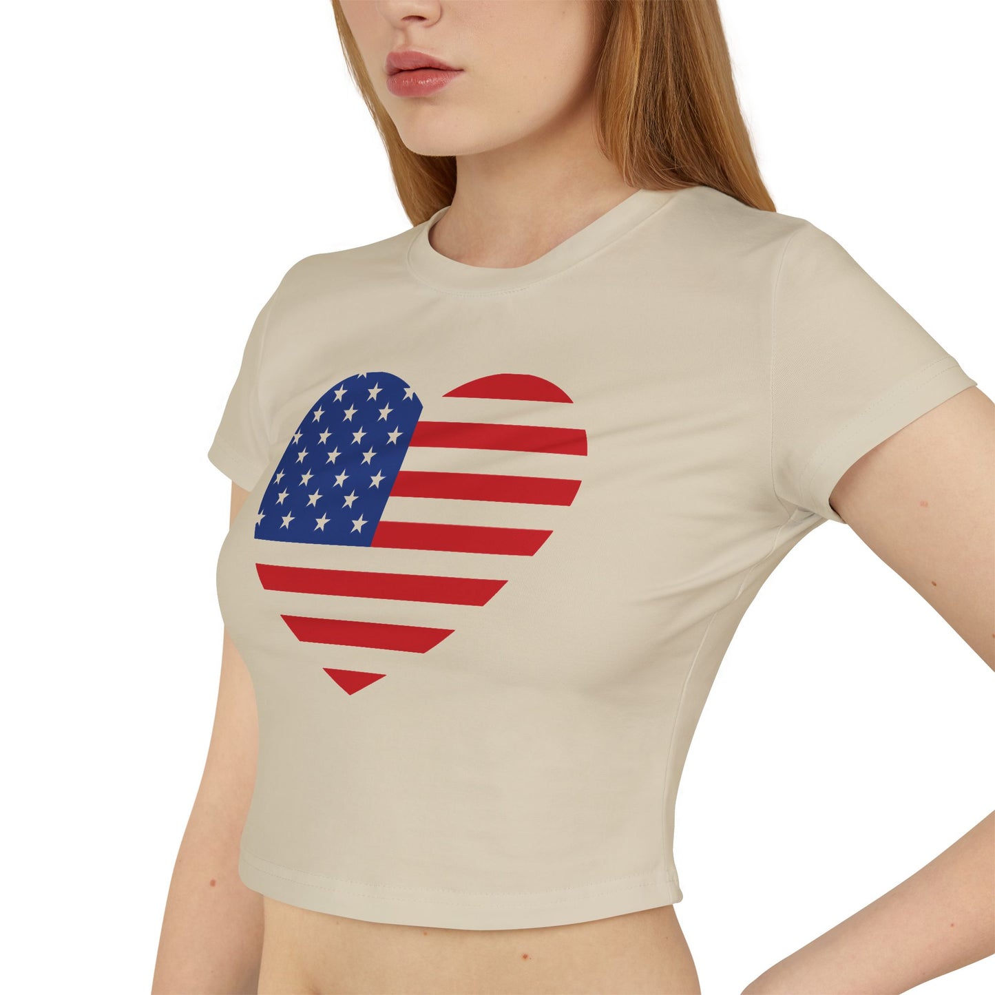 Princess Grace Patriotic Women's Baby Tee Heart & USA Graphic
