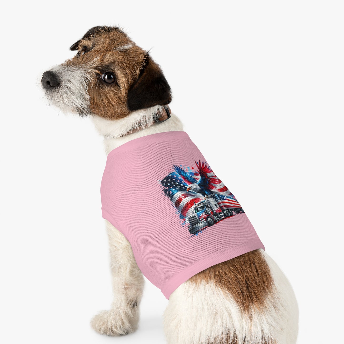 Princess Grace Patriotic Pet Tank Top with Eagle and Truck Design