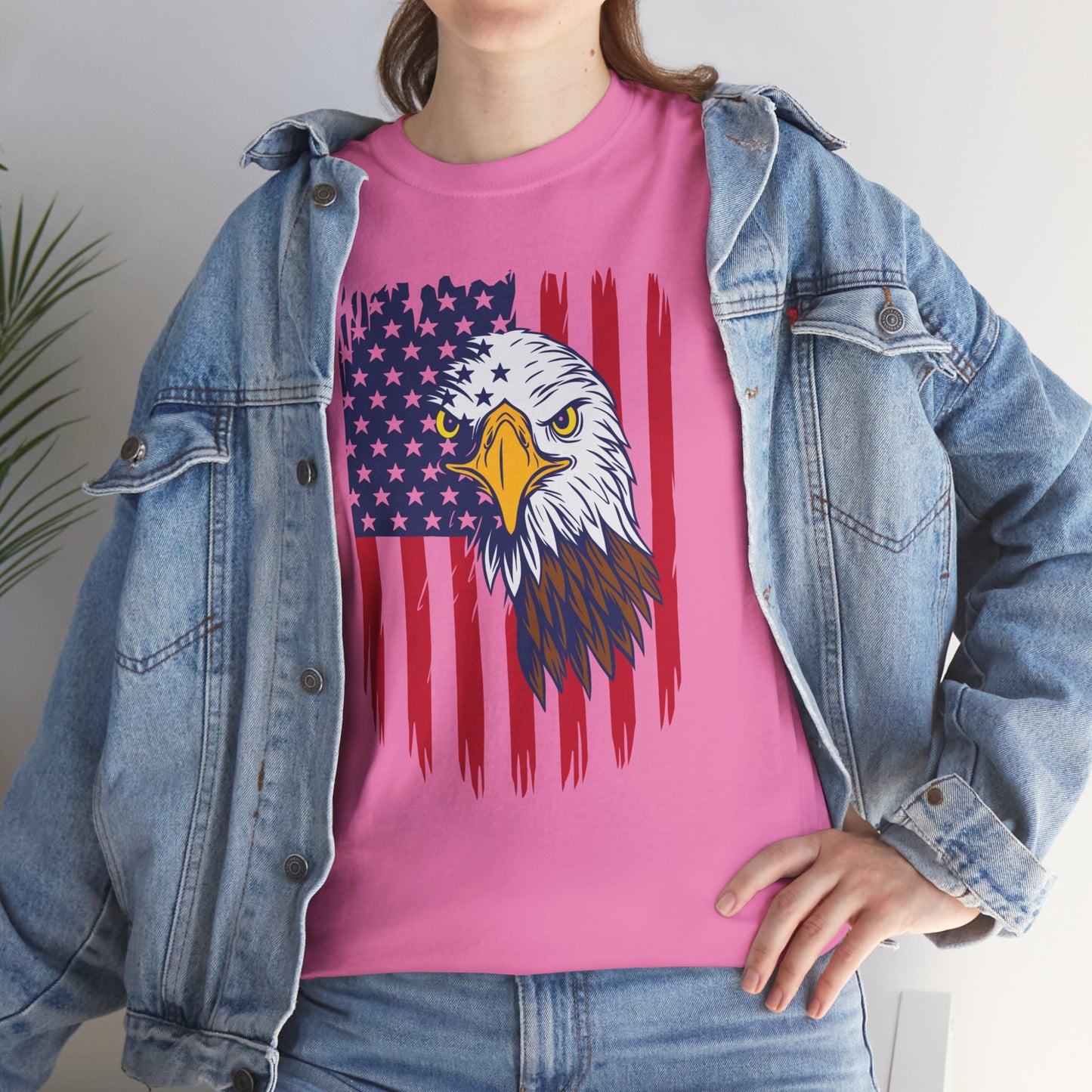 Princess Grace Eagle & American Flag Unisex Heavy Cotton Tee Patriotic Apparel for All Occasions