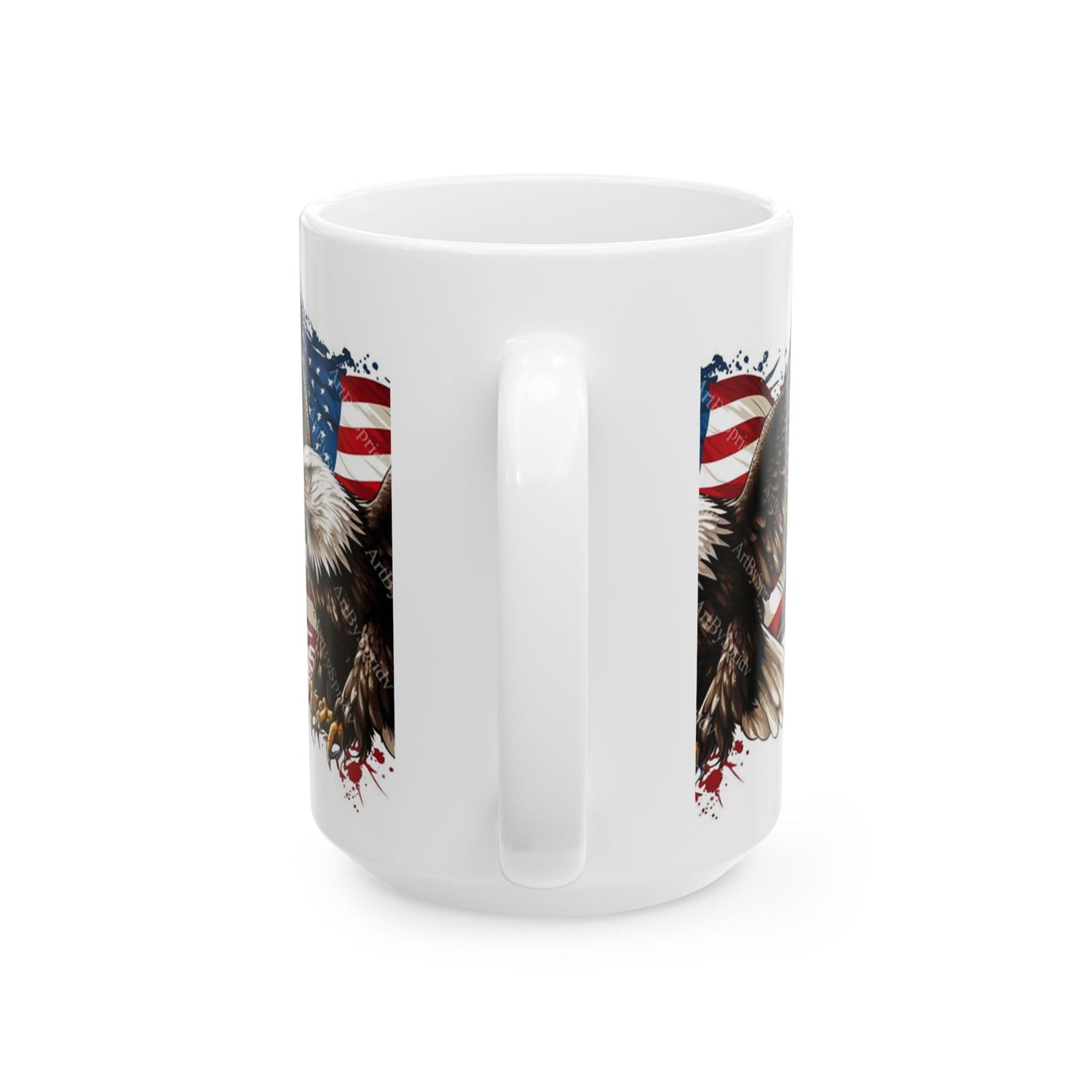 Princess Grace Patriotic Eagle Ceramic Mug, 4th of July Cup, American Flag Eagle Lover Gift, Unique Veteran Mug, Independence Day