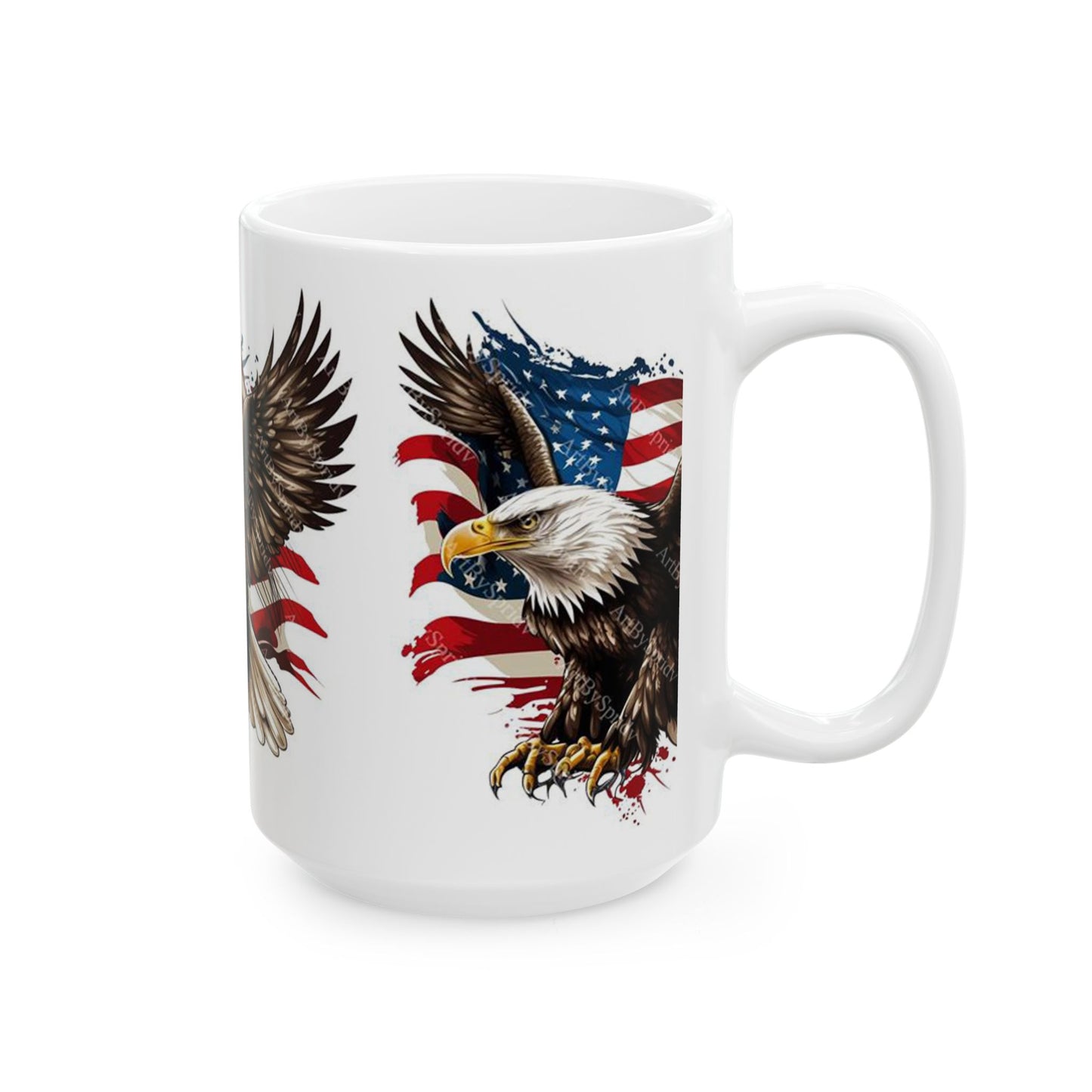 Princess Grace Patriotic Eagle Ceramic Mug, 4th of July Cup, American Flag Eagle Lover Gift, Unique Veteran Mug, Independence Day