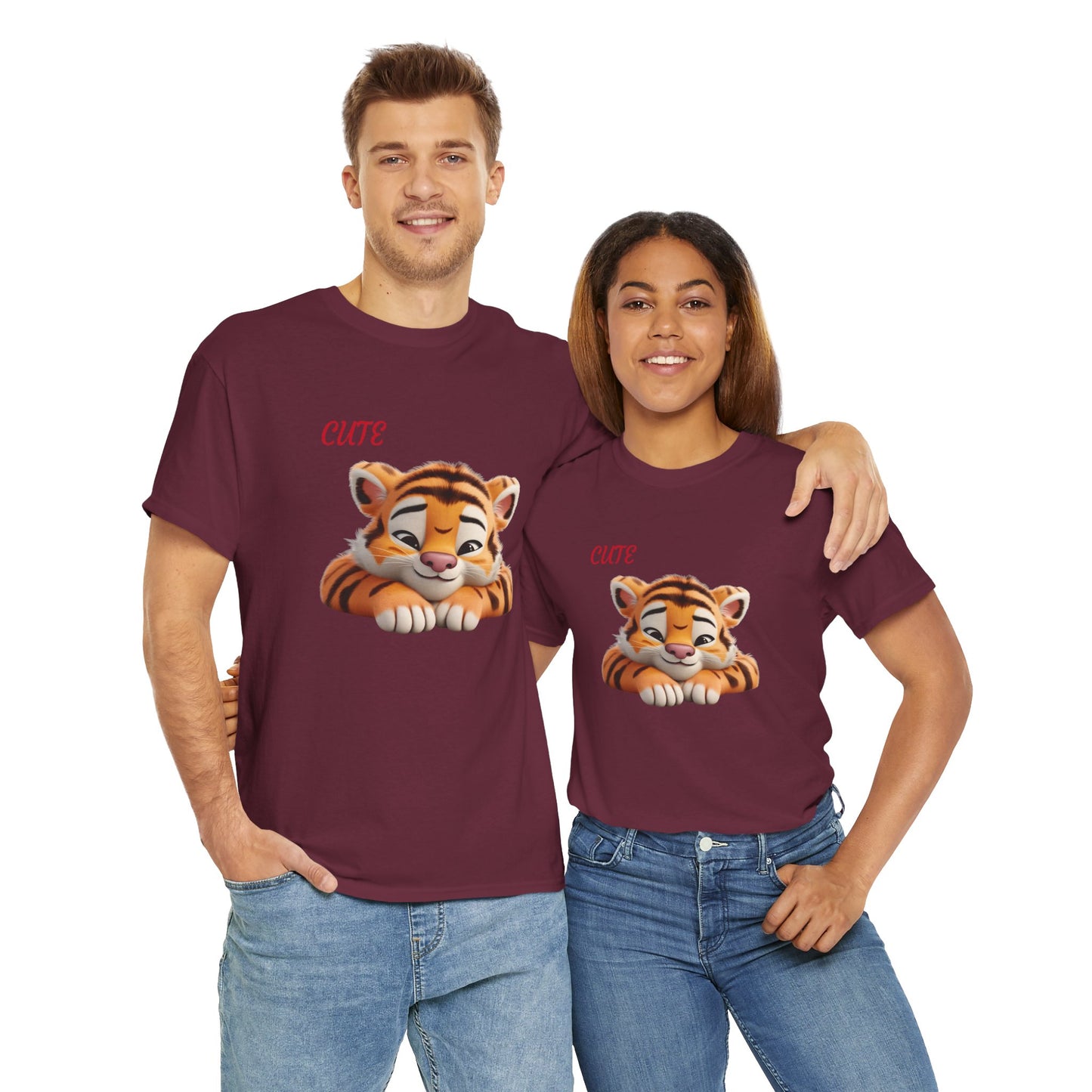 Princess Grace Cute Tiger Graphic Unisex Heavy Cotton Tee Perfect for Animal Lovers and Everyday Comfort