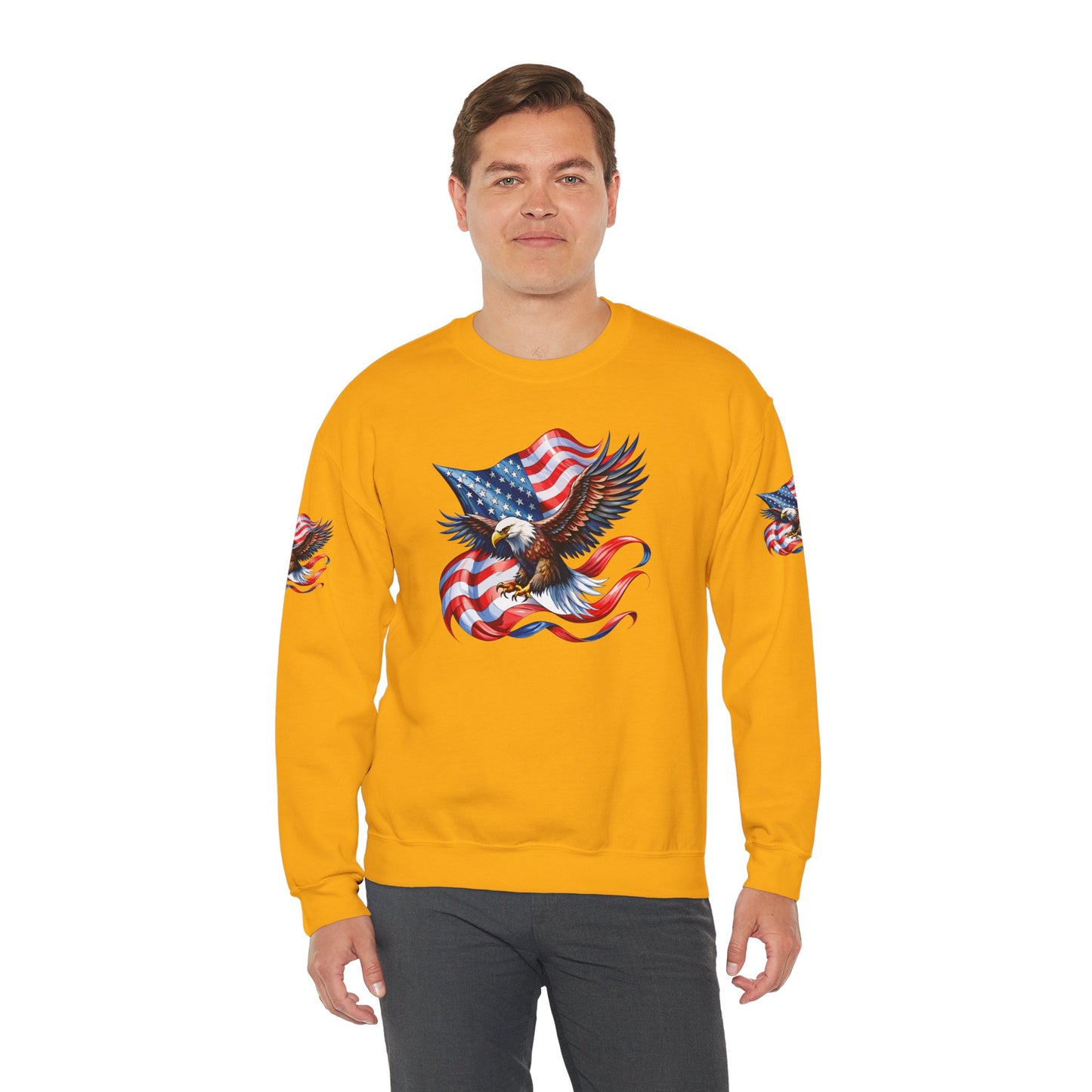 Princess Grace Patriotic Eagle Crewneck Sweatshirt Unisex Heavy Blend Perfect for Independence Day and Memorial Day