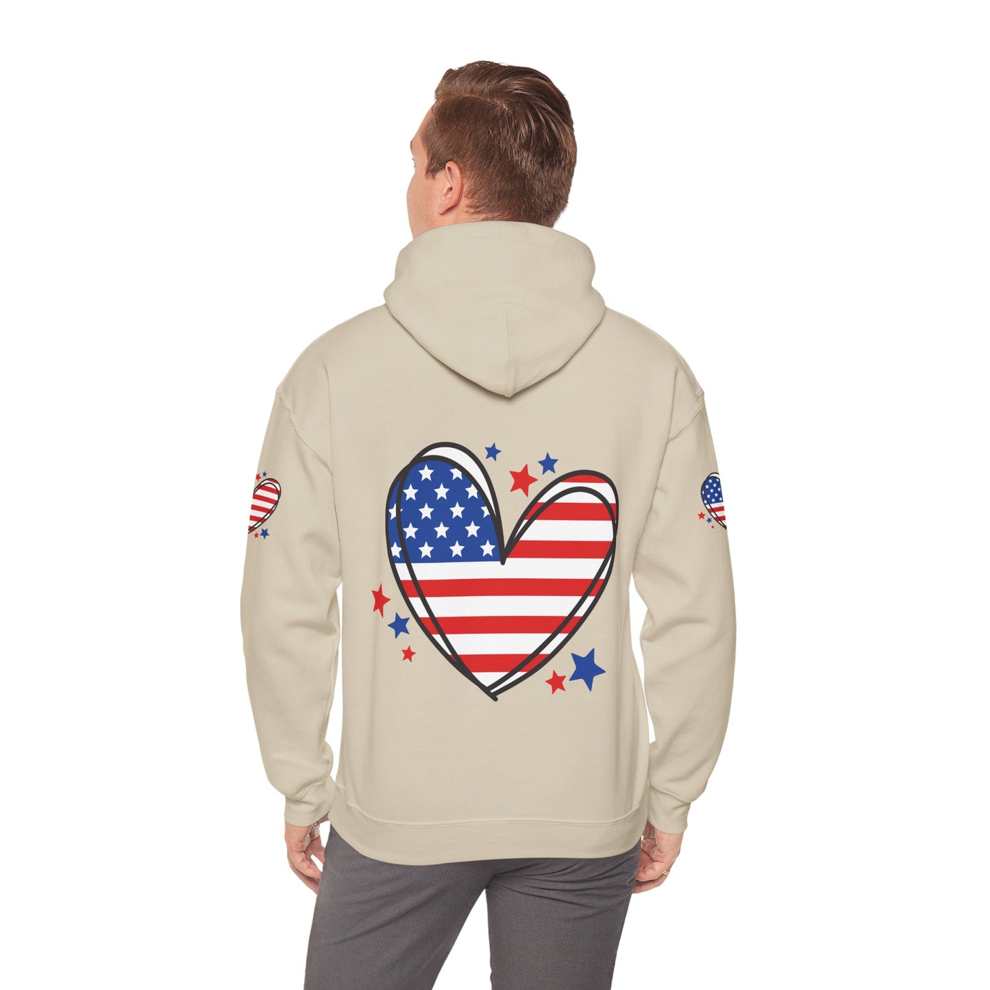 Princess Grace Patriotic Heart Hoodie Unisex Heavy Blend Hooded Sweatshirt for Independence Day & Year Round Love